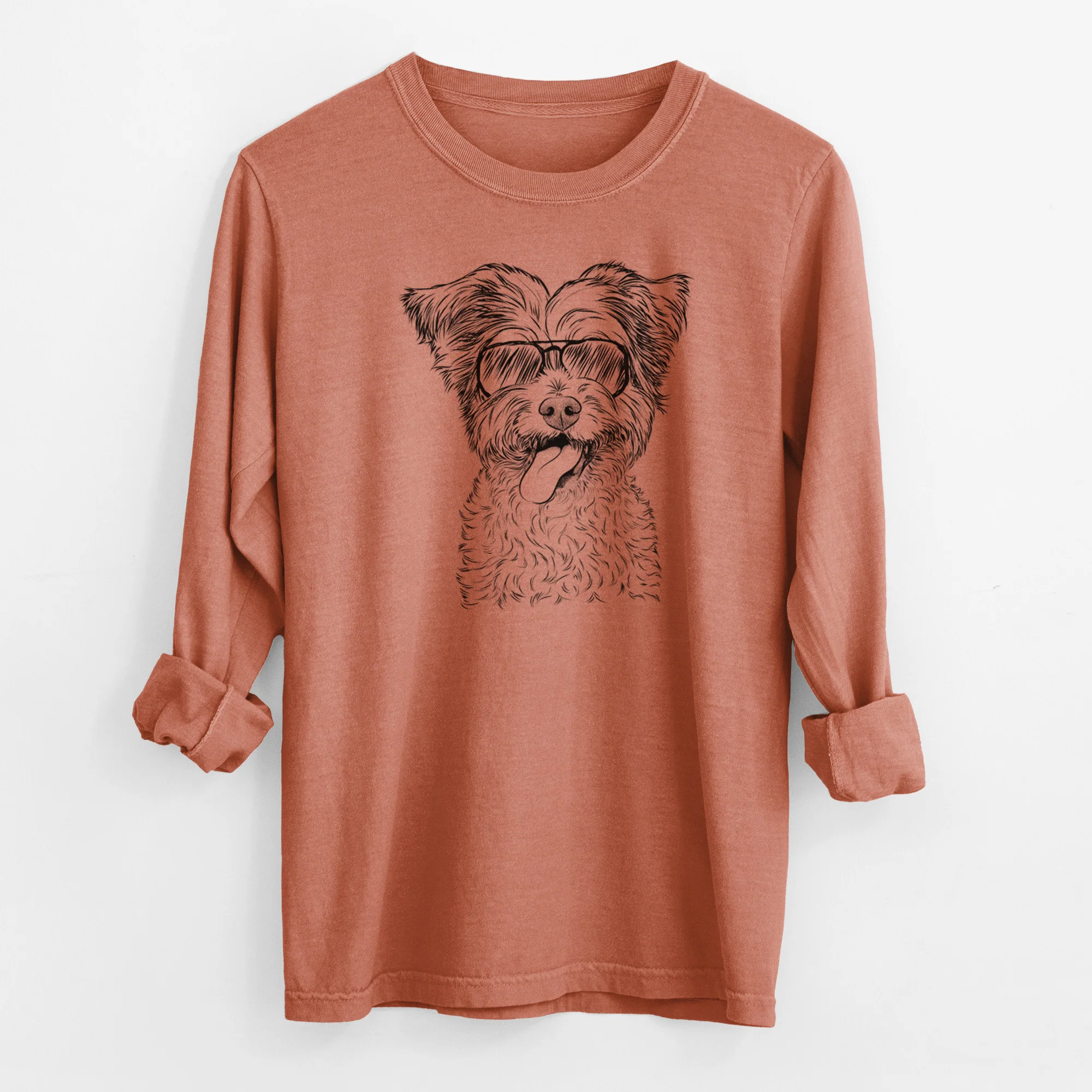Aviator Sweetie the Terrier Mix - Men's Heavyweight 100% Cotton Long Sleeve - Image 14