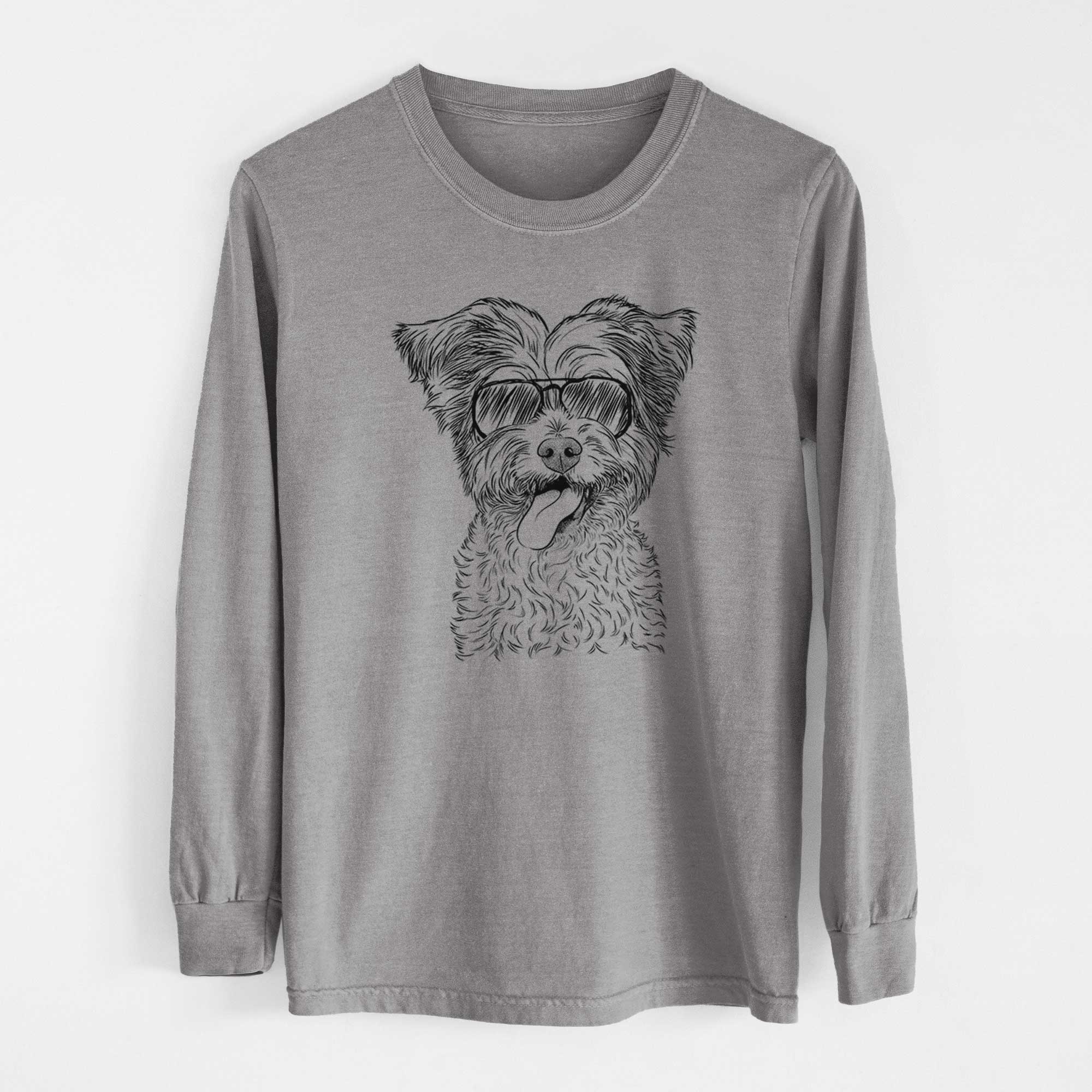 Aviator Sweetie the Terrier Mix - Men's Heavyweight 100% Cotton Long Sleeve - Image 7
