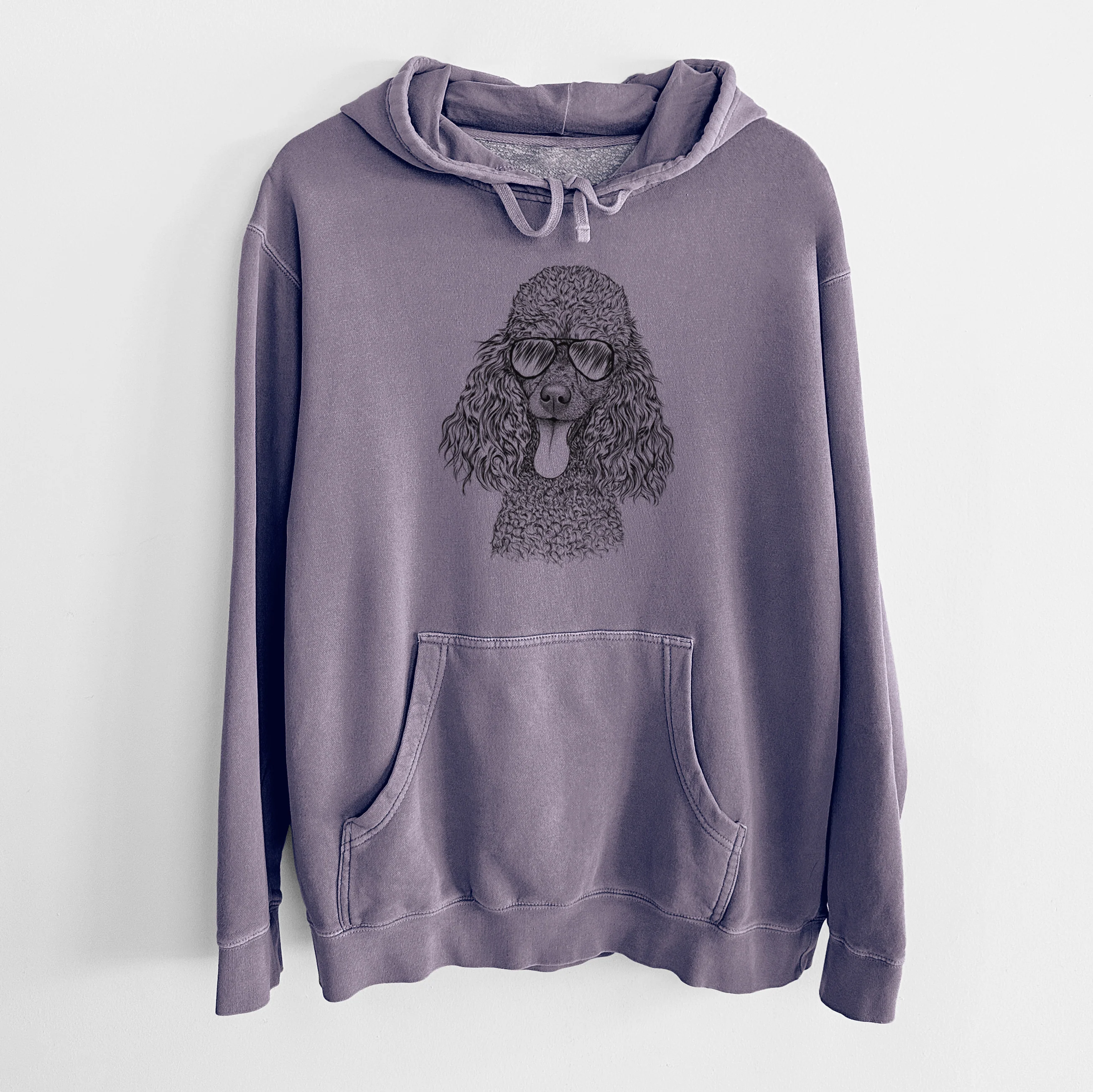 Aviator Teddy the Mini Poodle - Unisex Pigment Dyed Hoodie - Image 9