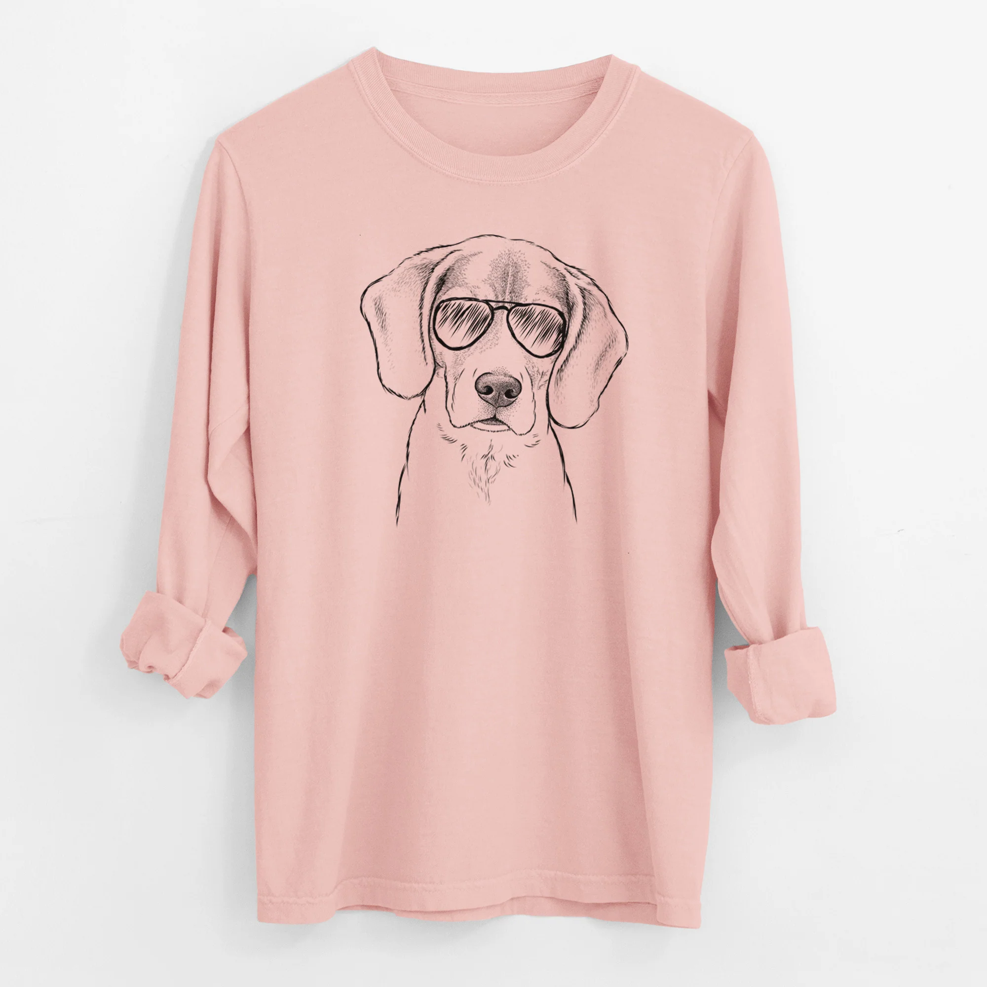 Aviator Thea the Beagle - Men's Heavyweight 100% Cotton Long Sleeve - Image 12