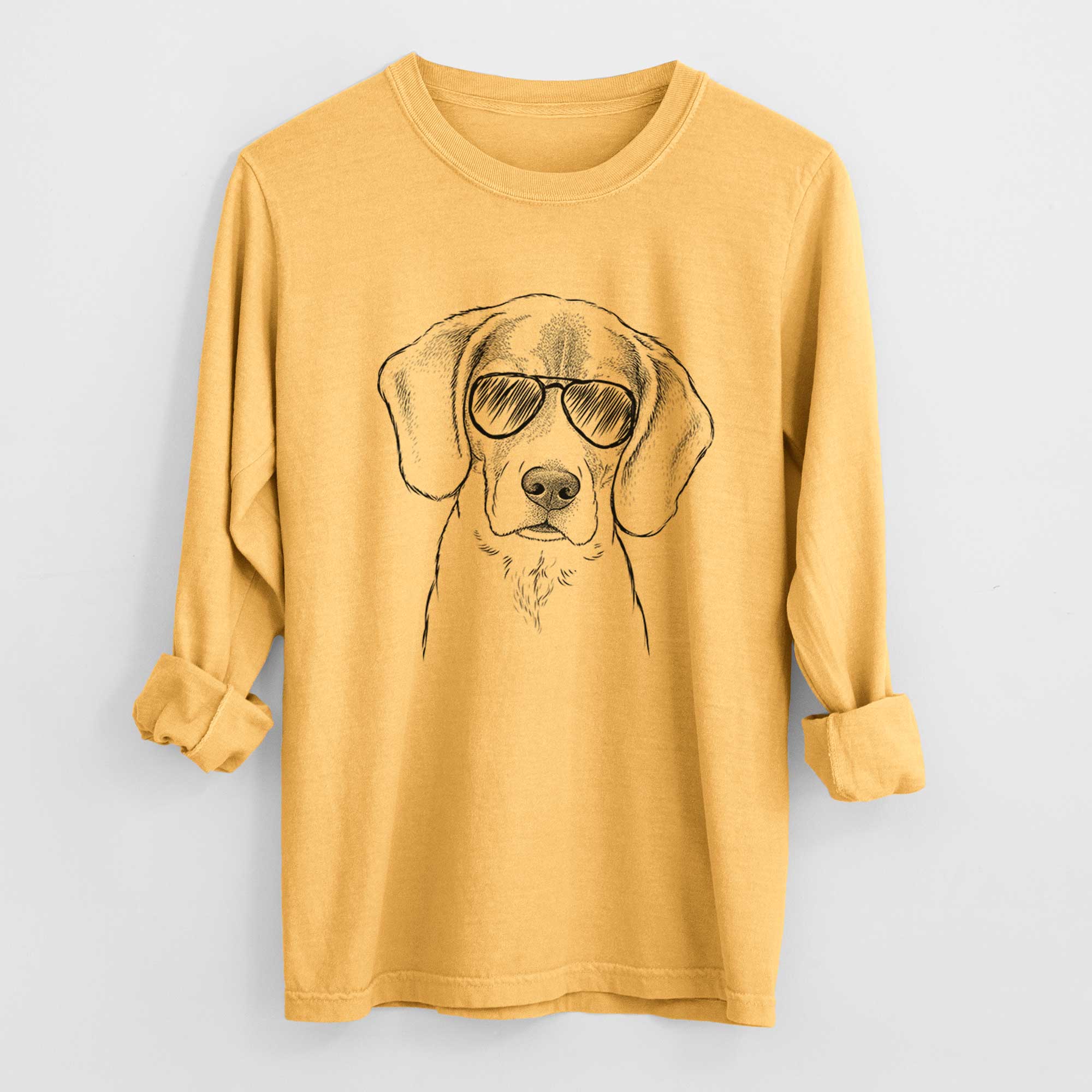 Aviator Thea the Beagle - Men's Heavyweight 100% Cotton Long Sleeve - Image 3
