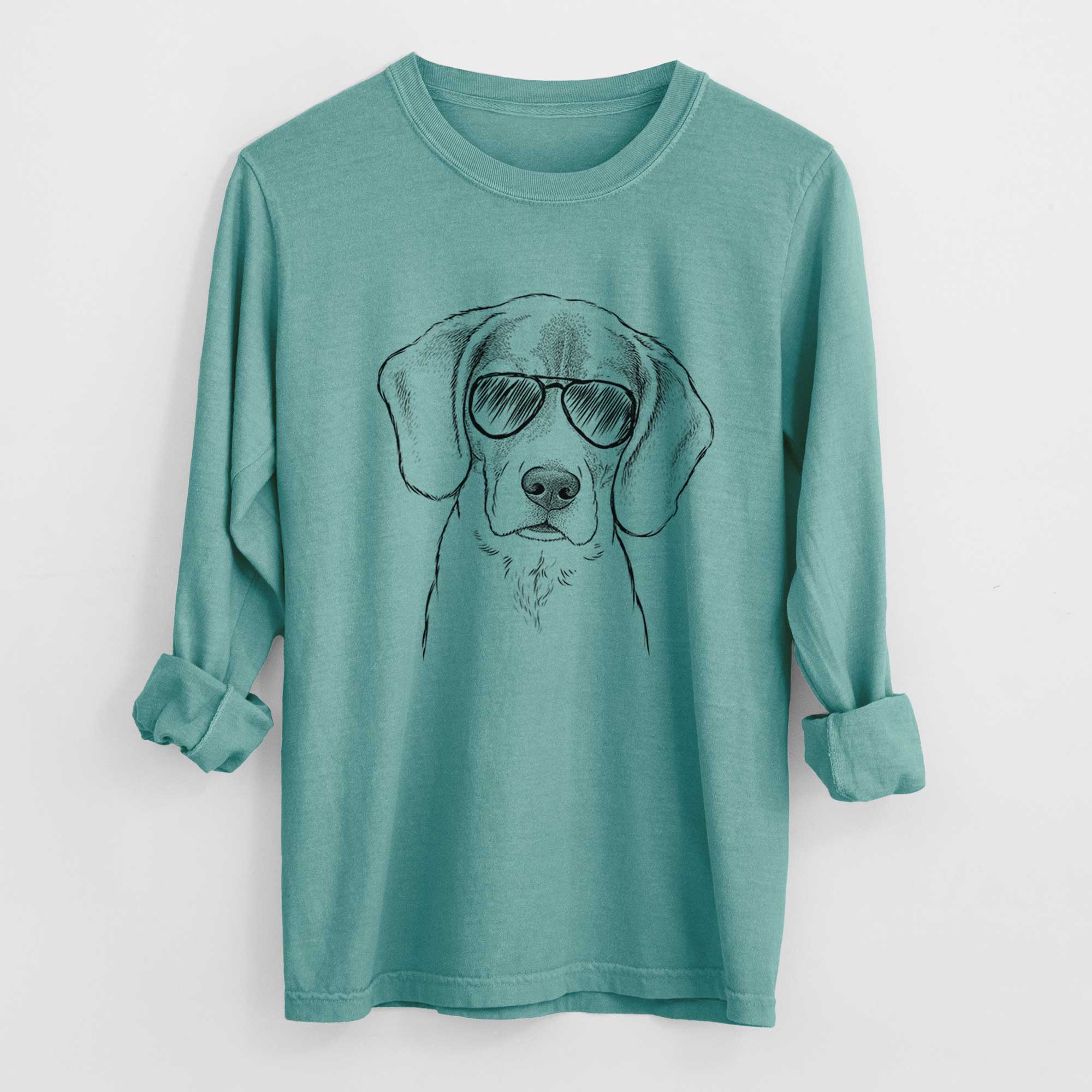 Aviator Thea the Beagle - Men's Heavyweight 100% Cotton Long Sleeve - Image 9