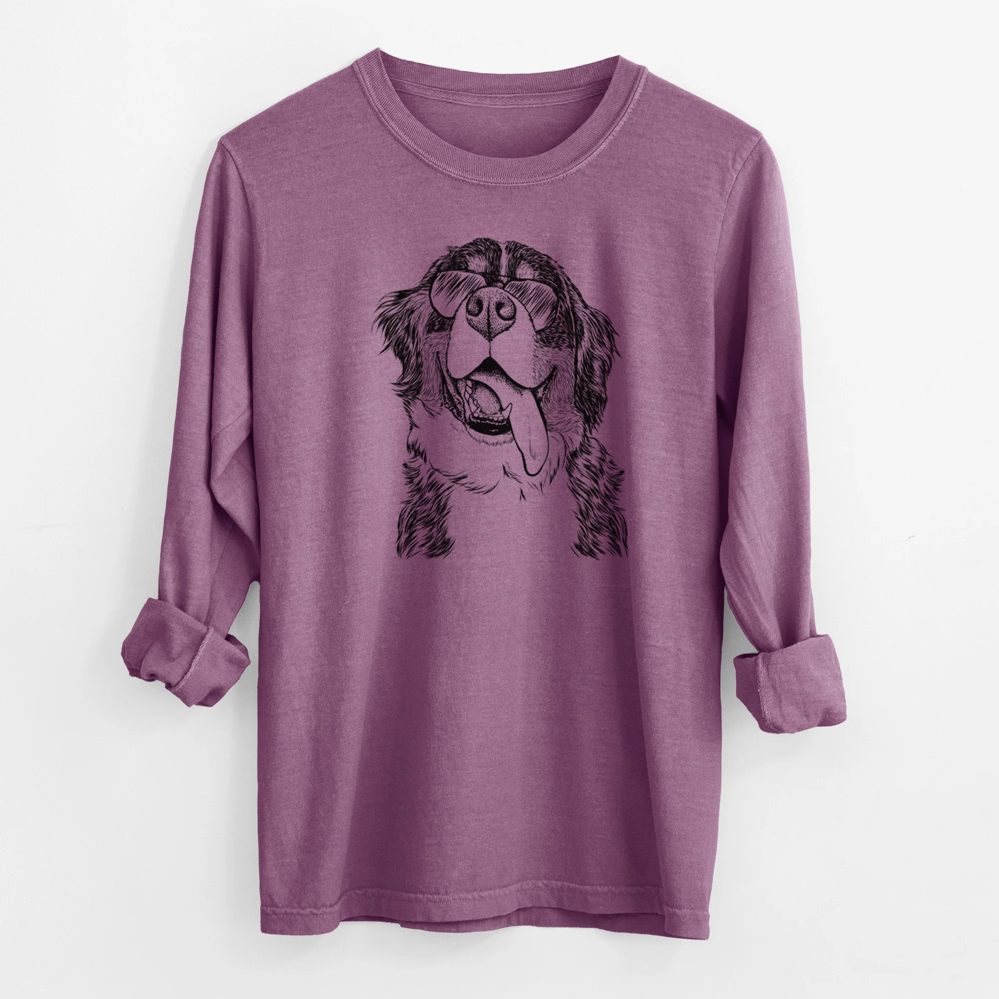 Aviator Theo the Bernese Mountain Dog - Men's Heavyweight 100% Cotton Long Sleeve - Image 10
