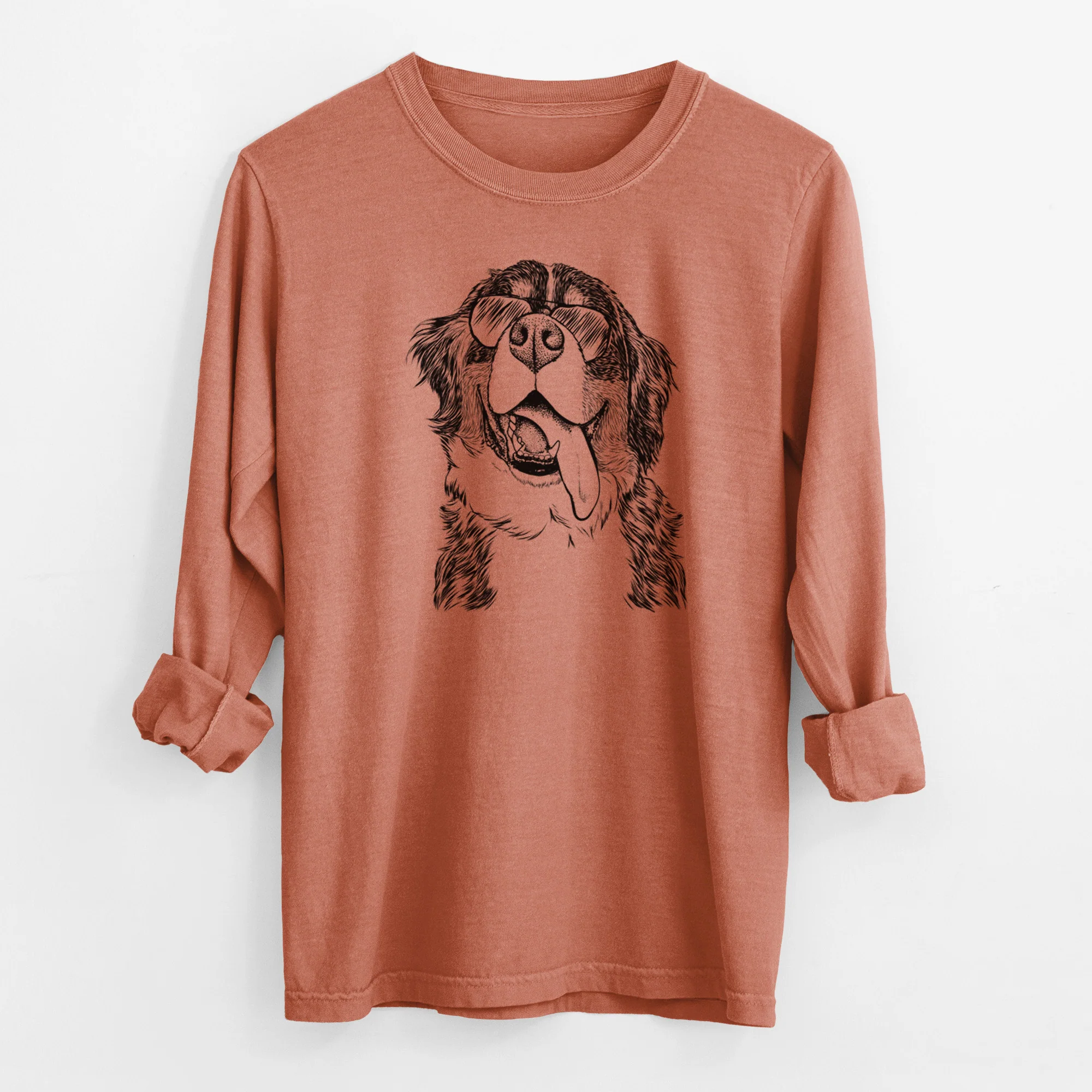 Aviator Theo the Bernese Mountain Dog - Men's Heavyweight 100% Cotton Long Sleeve - Image 14