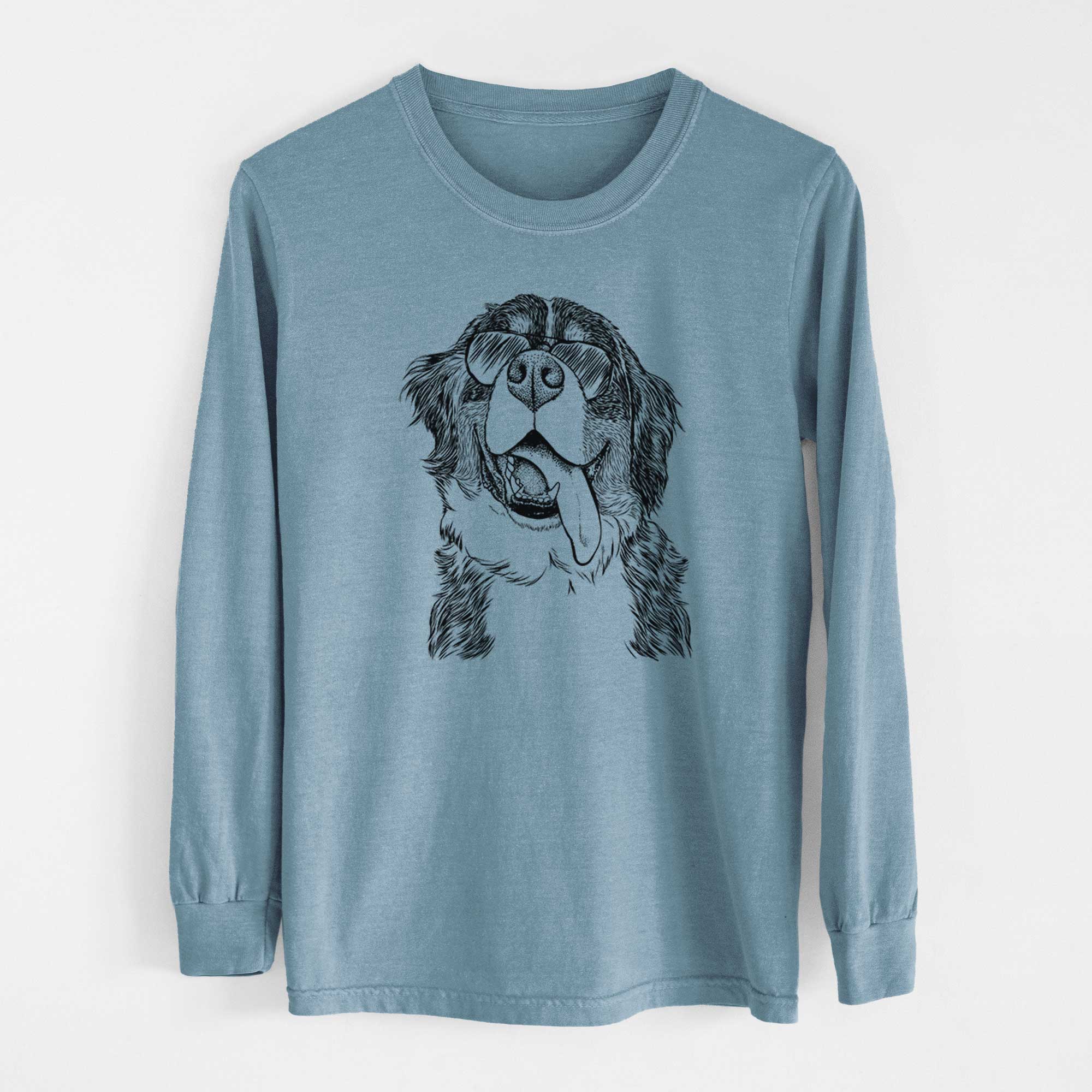 Aviator Theo the Bernese Mountain Dog - Men's Heavyweight 100% Cotton Long Sleeve - Image 8