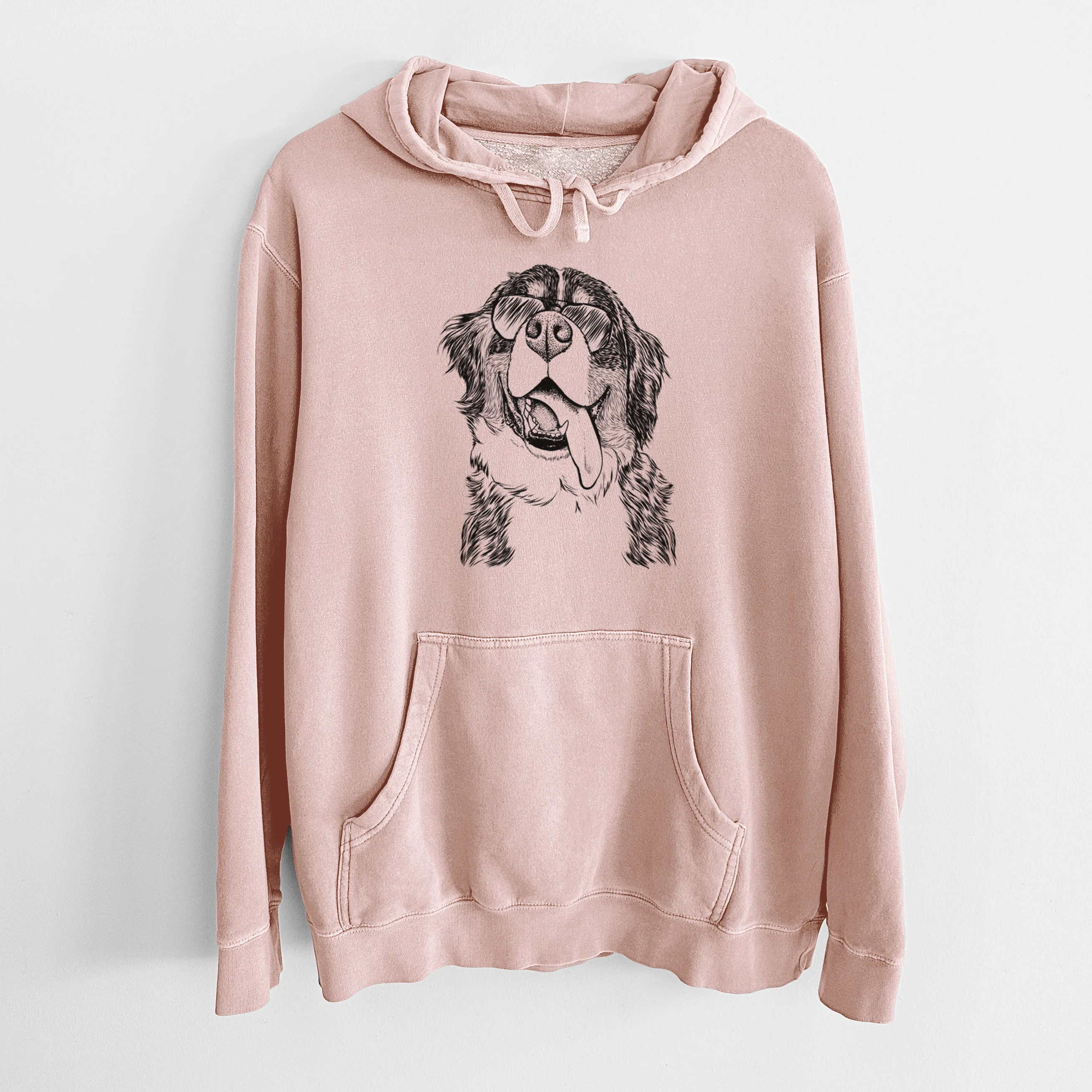 Aviator Theo the Bernese Mountain Dog - Unisex Pigment Dyed Hoodie - Image 6