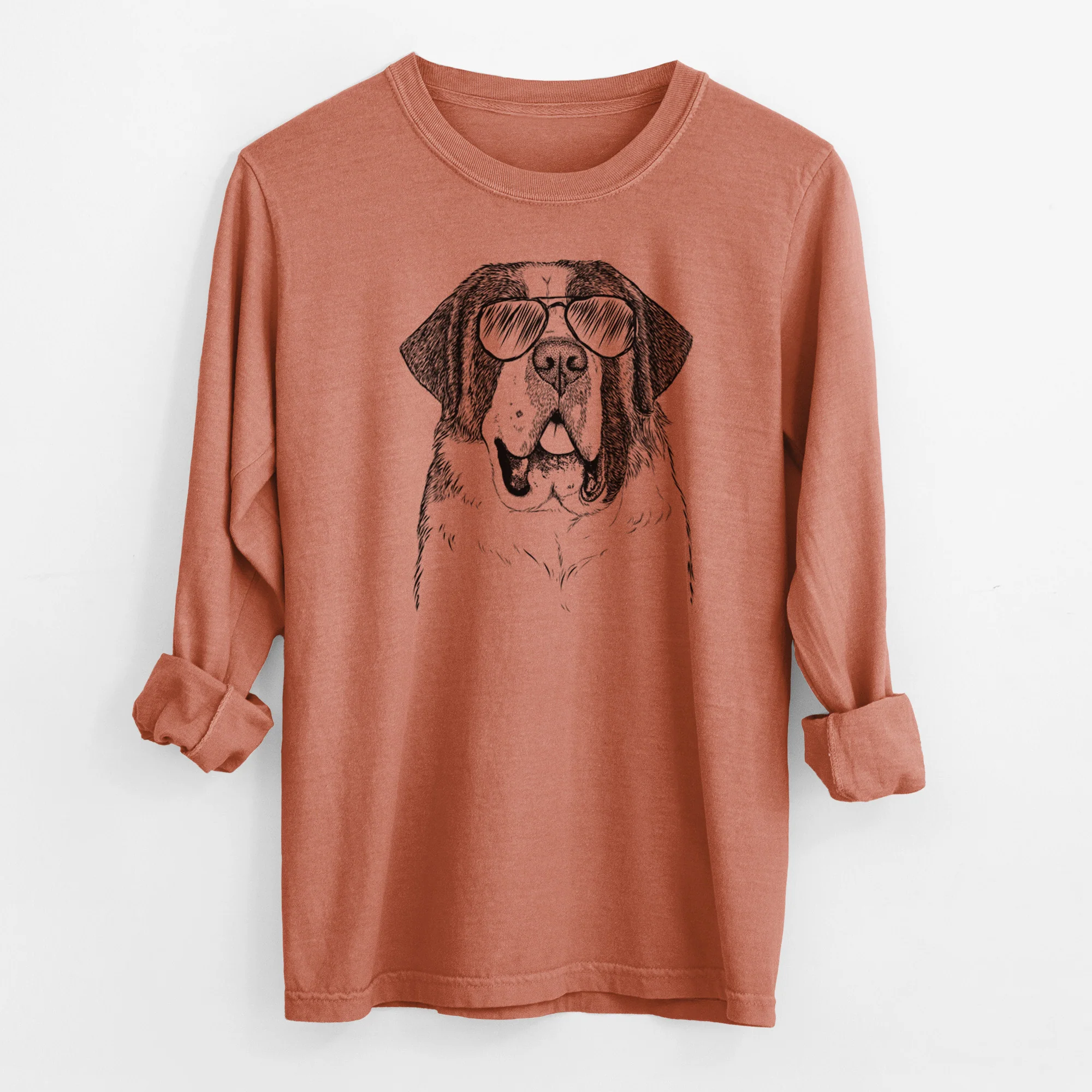 Aviator Thor the Saint Bernard - Men's Heavyweight 100% Cotton Long Sleeve - Image 14
