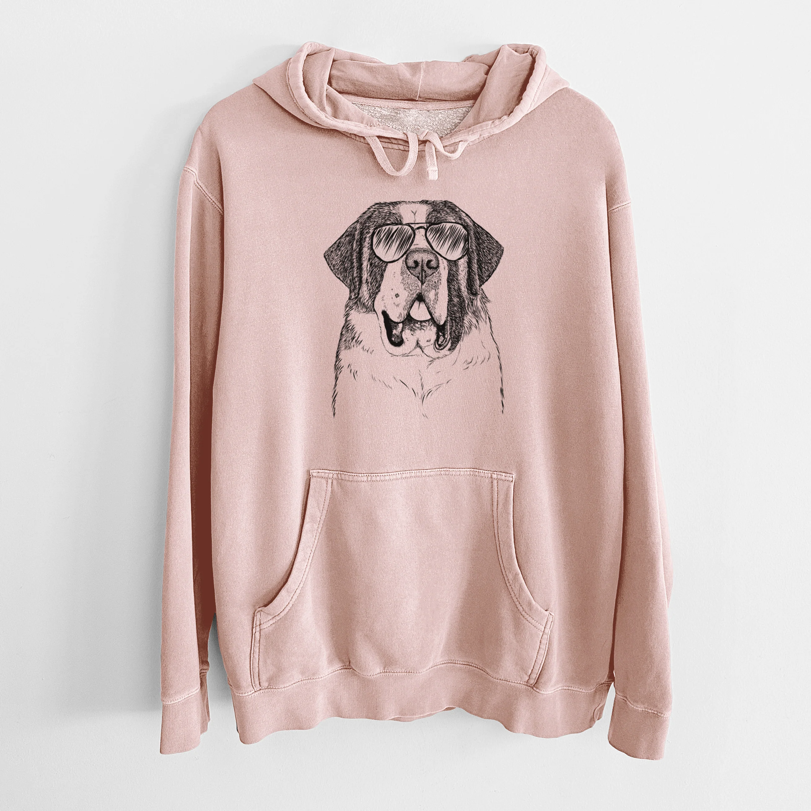 Aviator Thor the Saint Bernard - Unisex Pigment Dyed Hoodie - Image 6