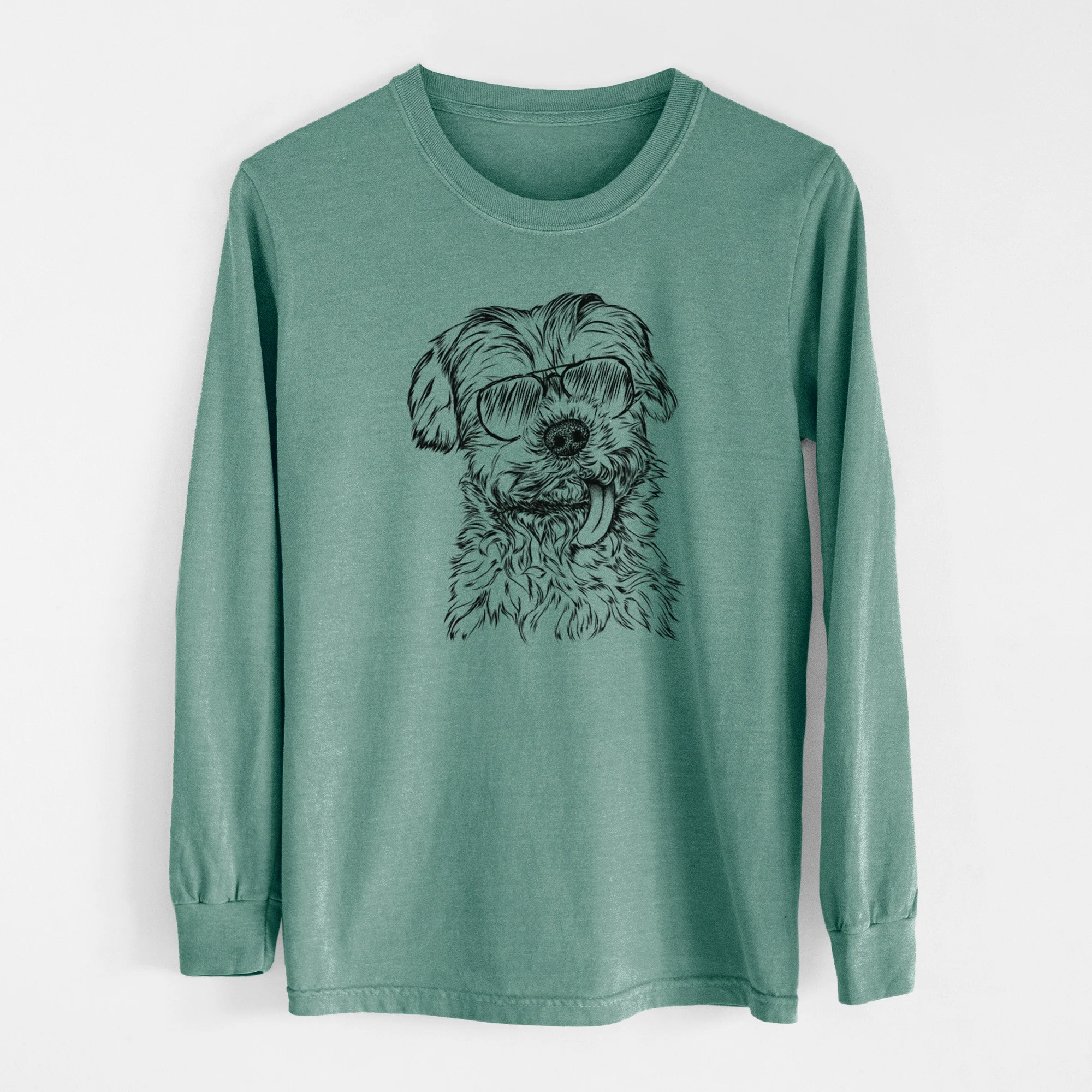 Aviator Tiny Titan the Shih Tzu - Men's Heavyweight 100% Cotton Long Sleeve - Image 13