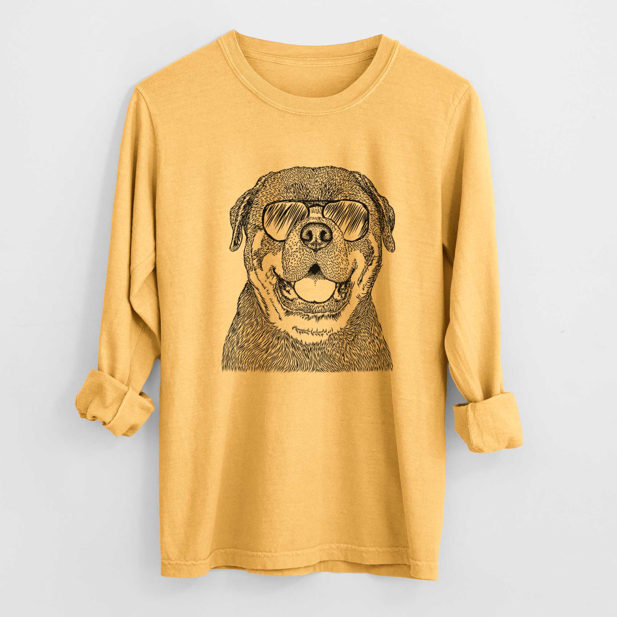 Aviator Titan the Rottweiler - Men's Heavyweight 100% Cotton Long Sleeve - Image 3