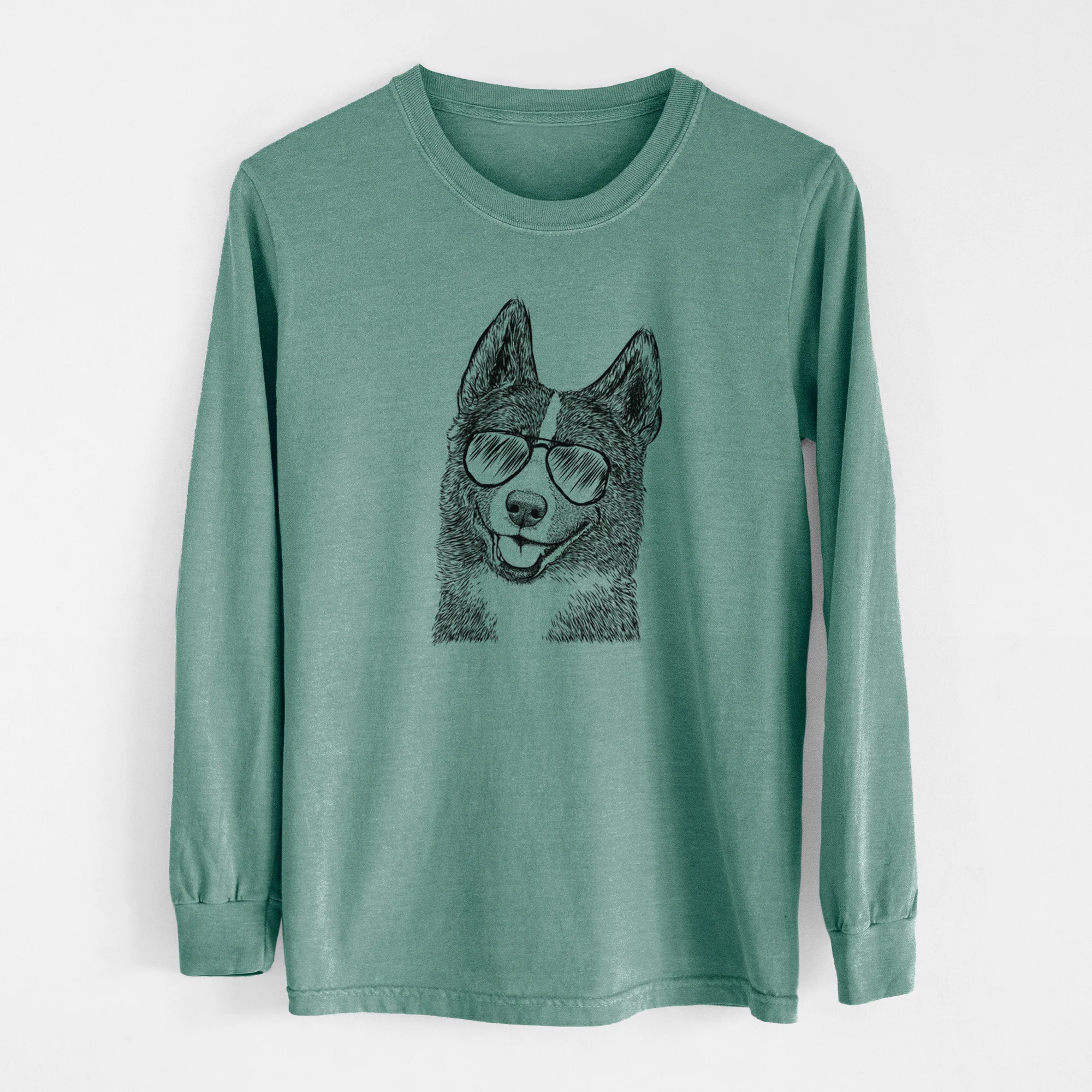 Aviator Tosca the Karelian Bear Dog - Men's Heavyweight 100% Cotton Long Sleeve - Image 13