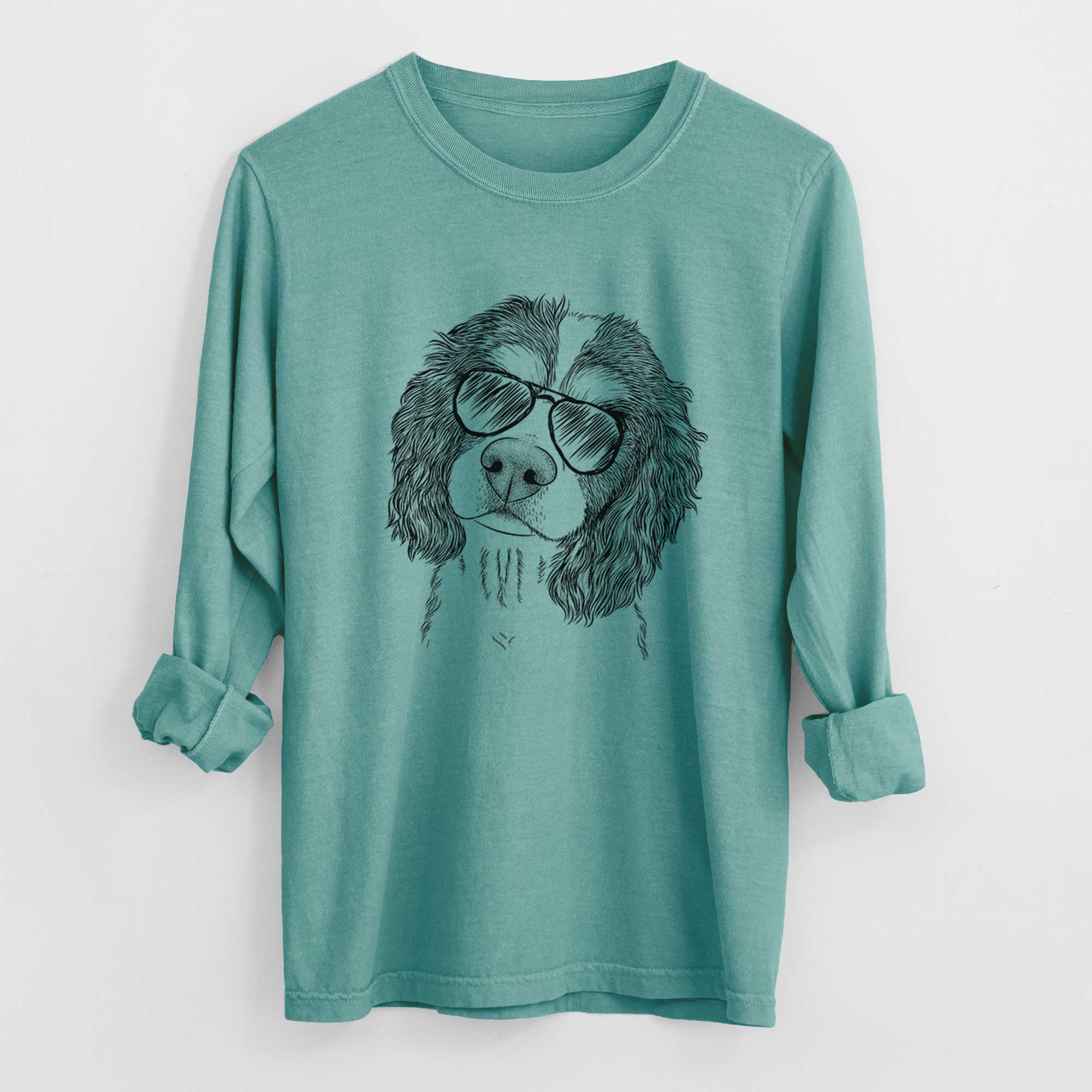 Aviator Truman the Cavalier King Charles Spaniel - Men's Heavyweight 100% Cotton Long Sleeve - Image 9