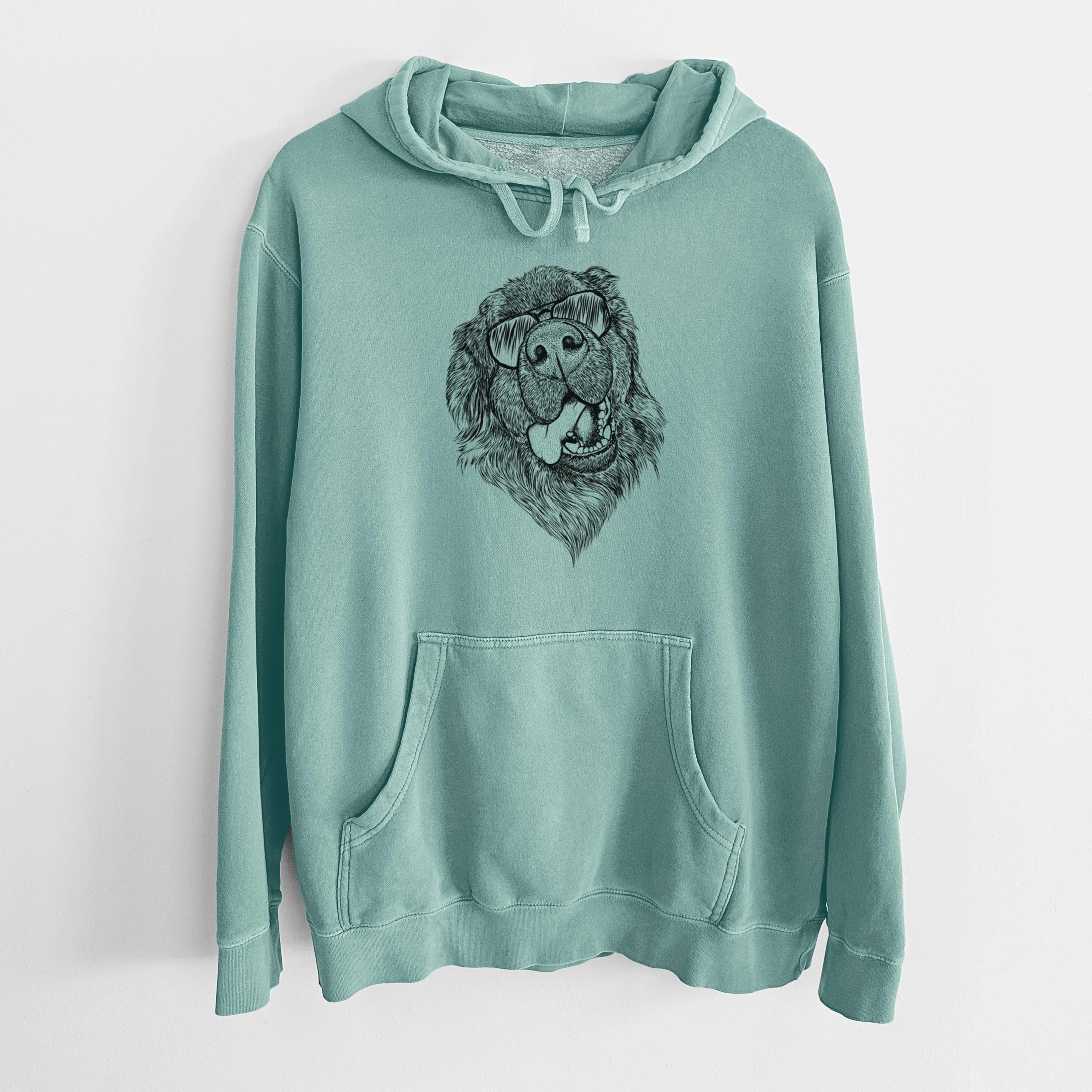 Aviator Tuna the Newfoundland - Unisex Pigment Dyed Hoodie - Image 10