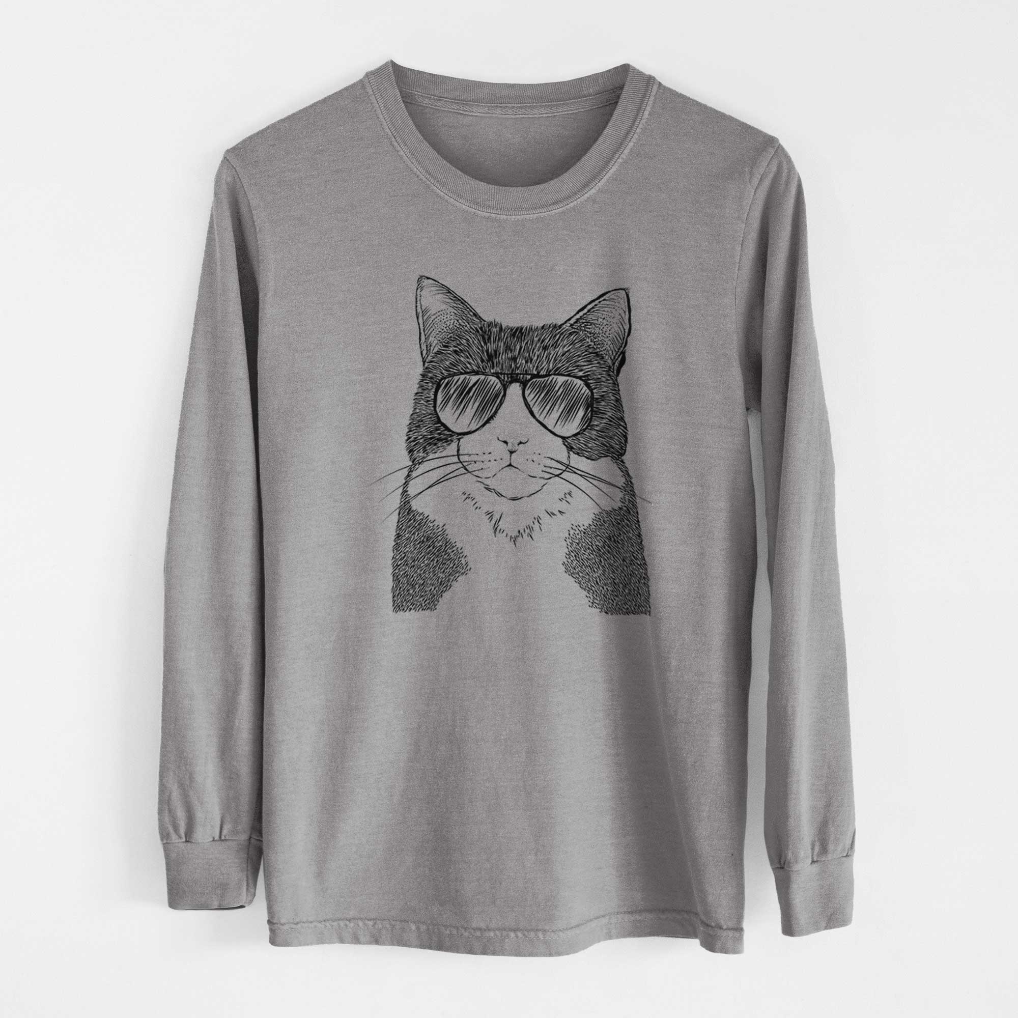 Aviator Tux the Tuxedo Cat - Men's Heavyweight 100% Cotton Long Sleeve - Image 7