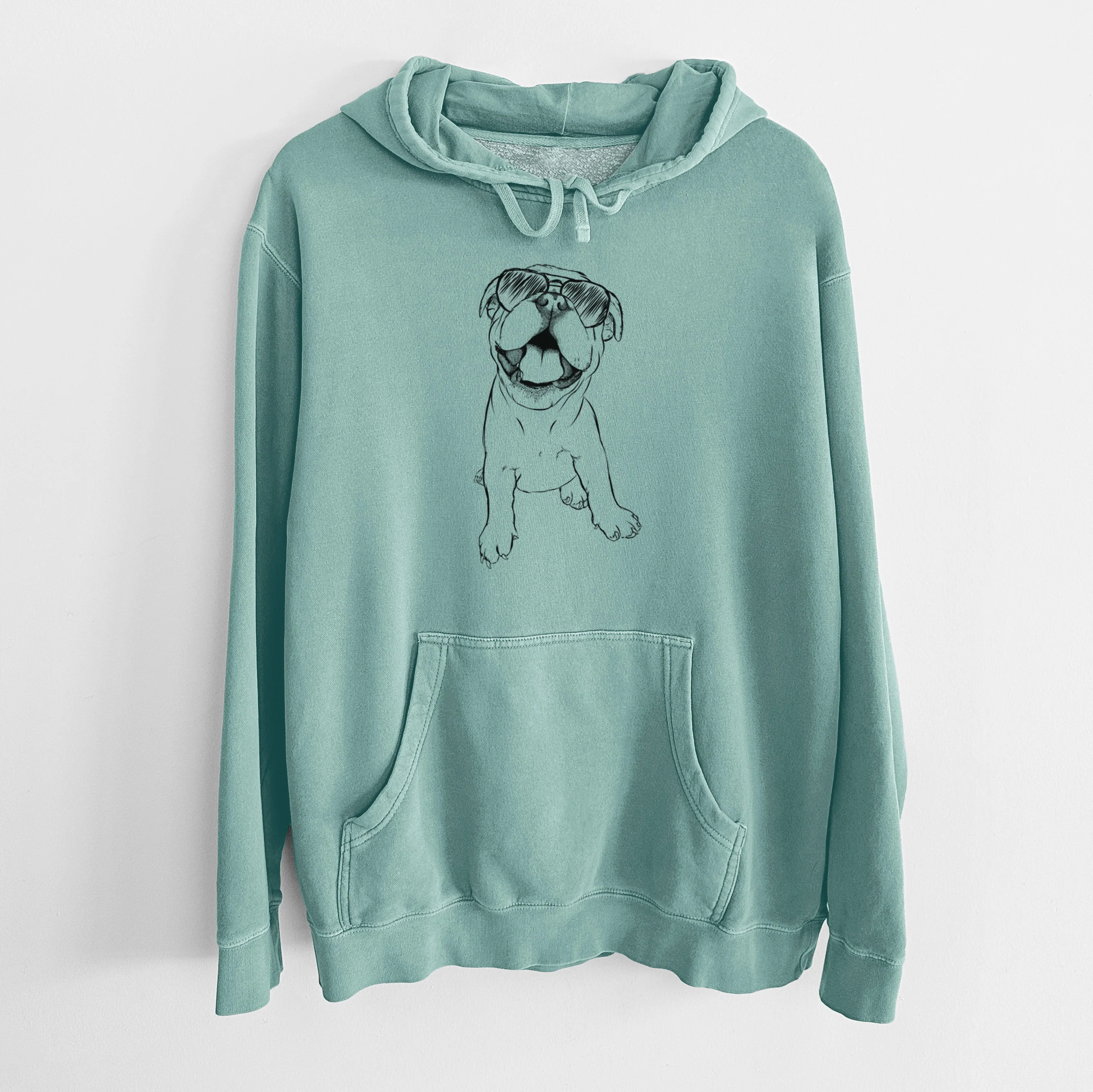 Aviator Tyke the English Bulldog - Unisex Pigment Dyed Hoodie - Image 10