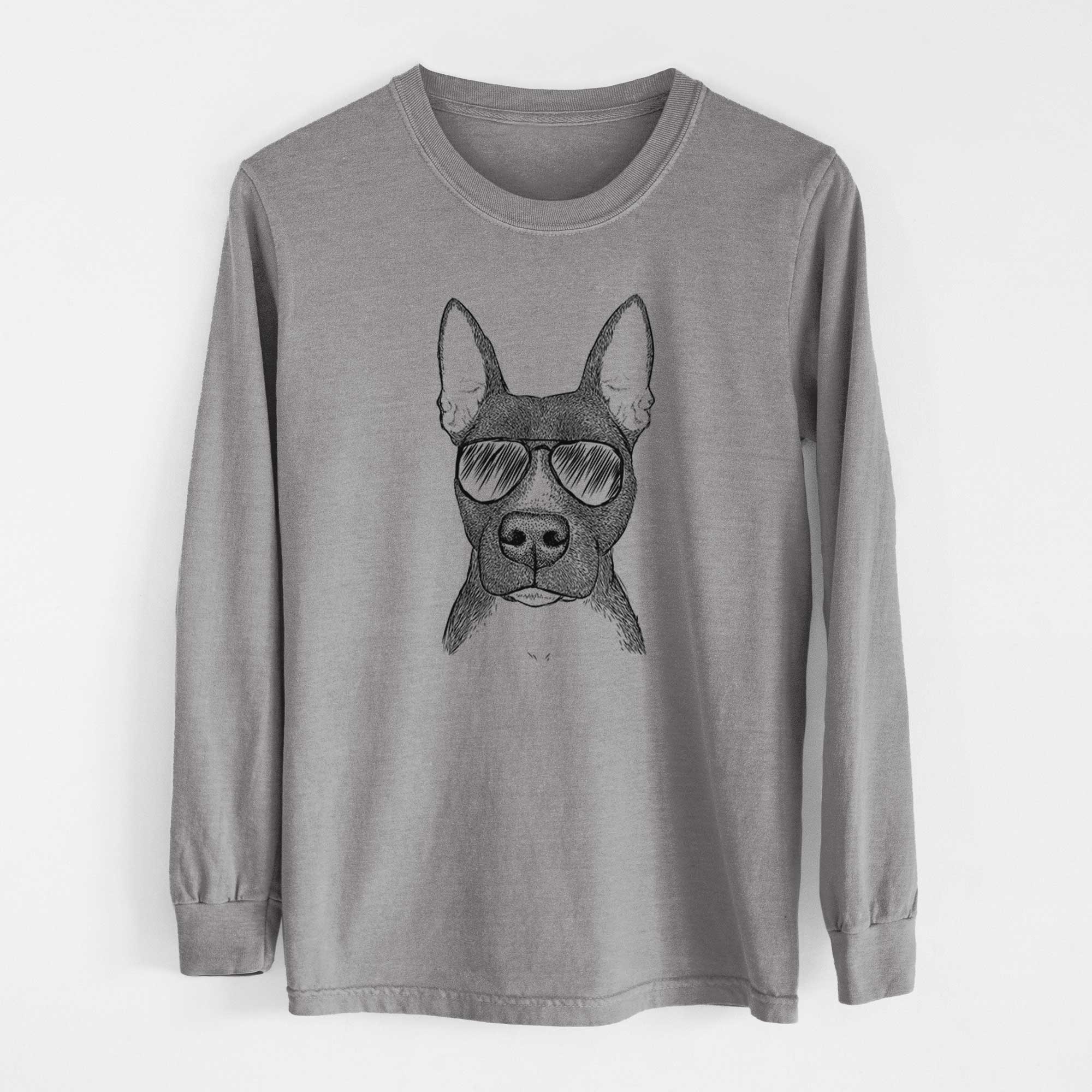 Aviator Violet the Pitbull - Men's Heavyweight 100% Cotton Long Sleeve - Image 7