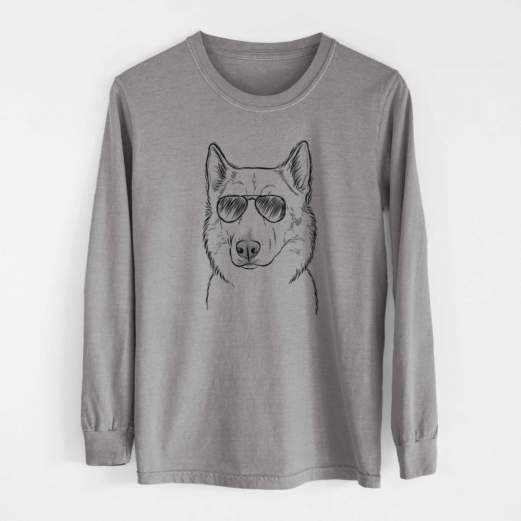 Aviator Vox the Siberian Husky - Men's Heavyweight 100% Cotton Long Sleeve - Image 7