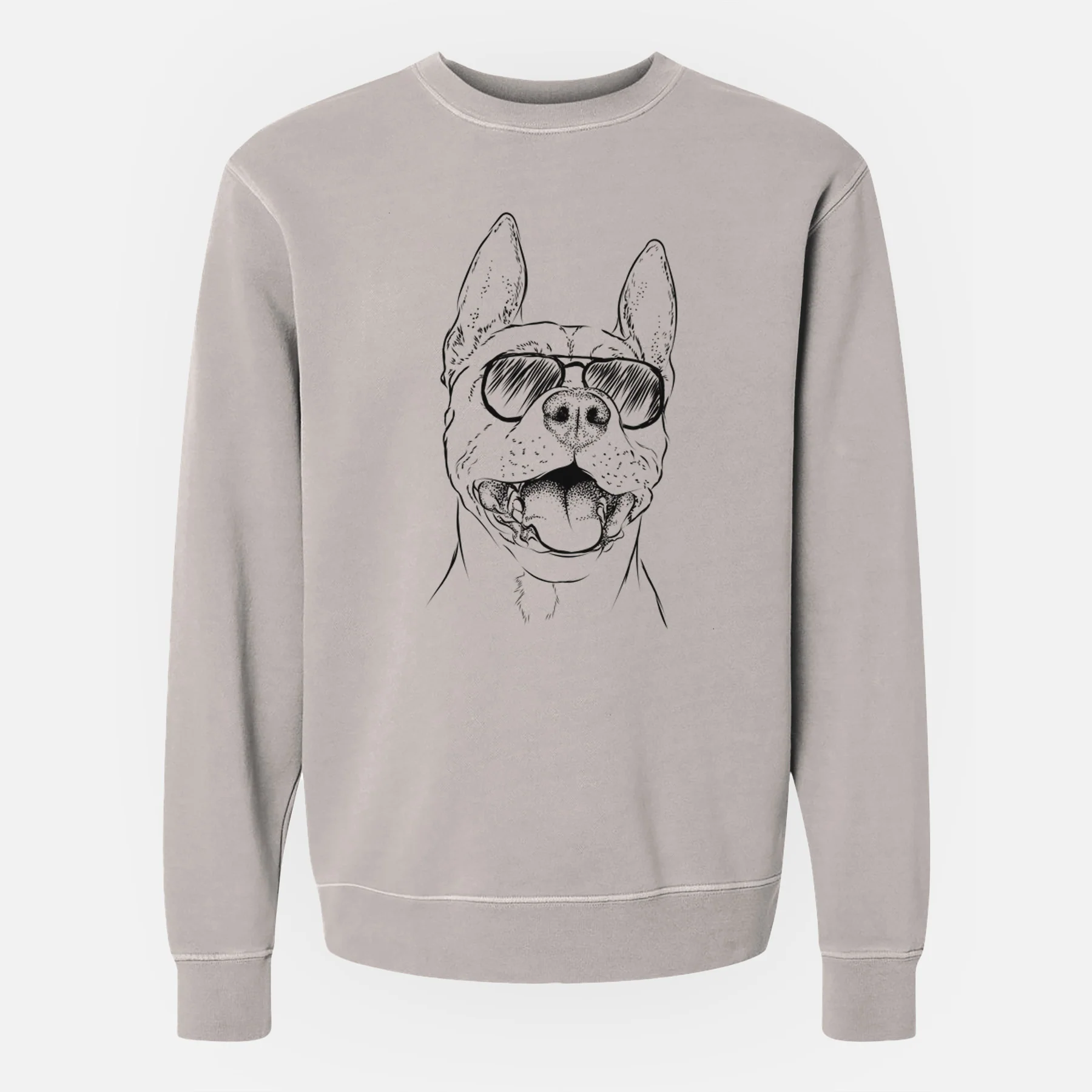 Aviator Wally the Pitbull - Unisex Pigment Dyed Crew Sweatshirt - Image 2