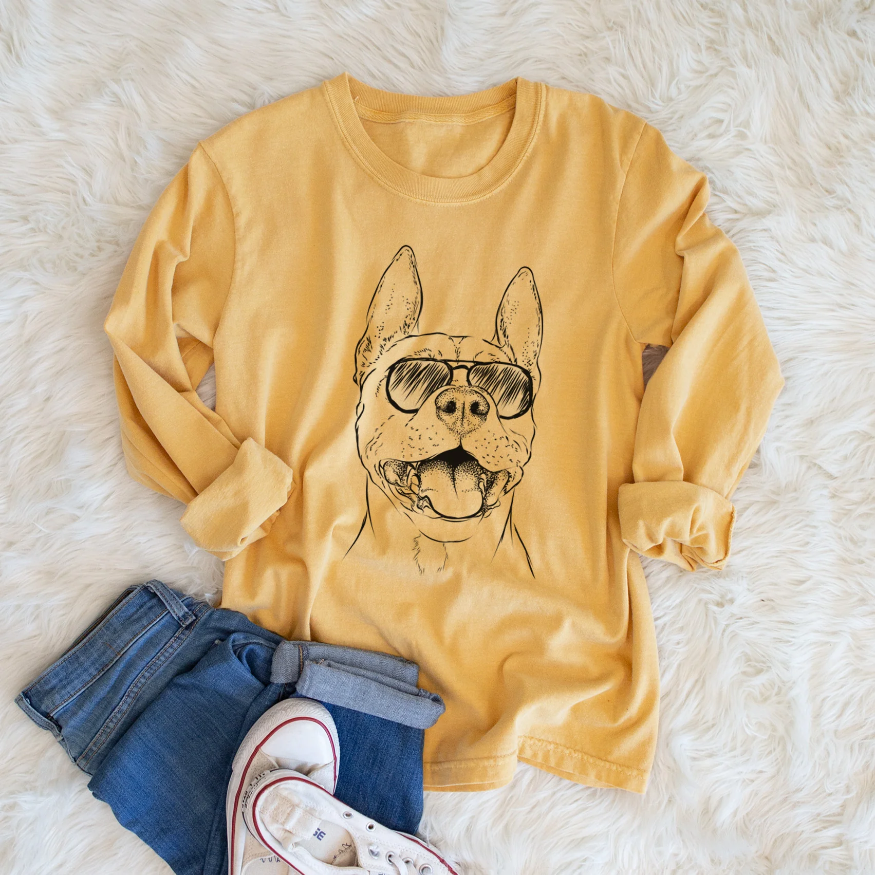 Aviators Wally the Pitbull - Heavyweight 100% Cotton Long Sleeve - Image 5