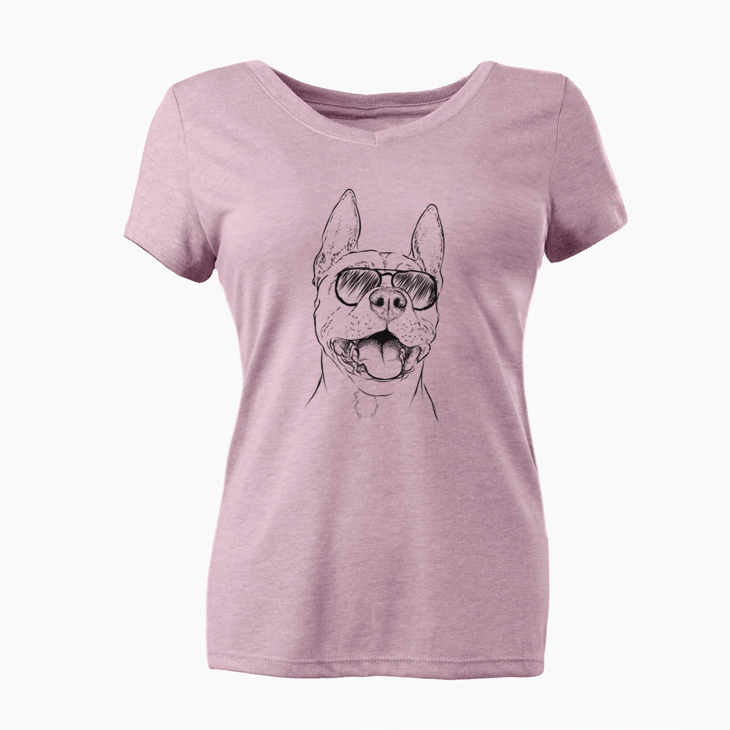 Aviator Wally the Pitbull - Women's V-neck Shirt - Image 6