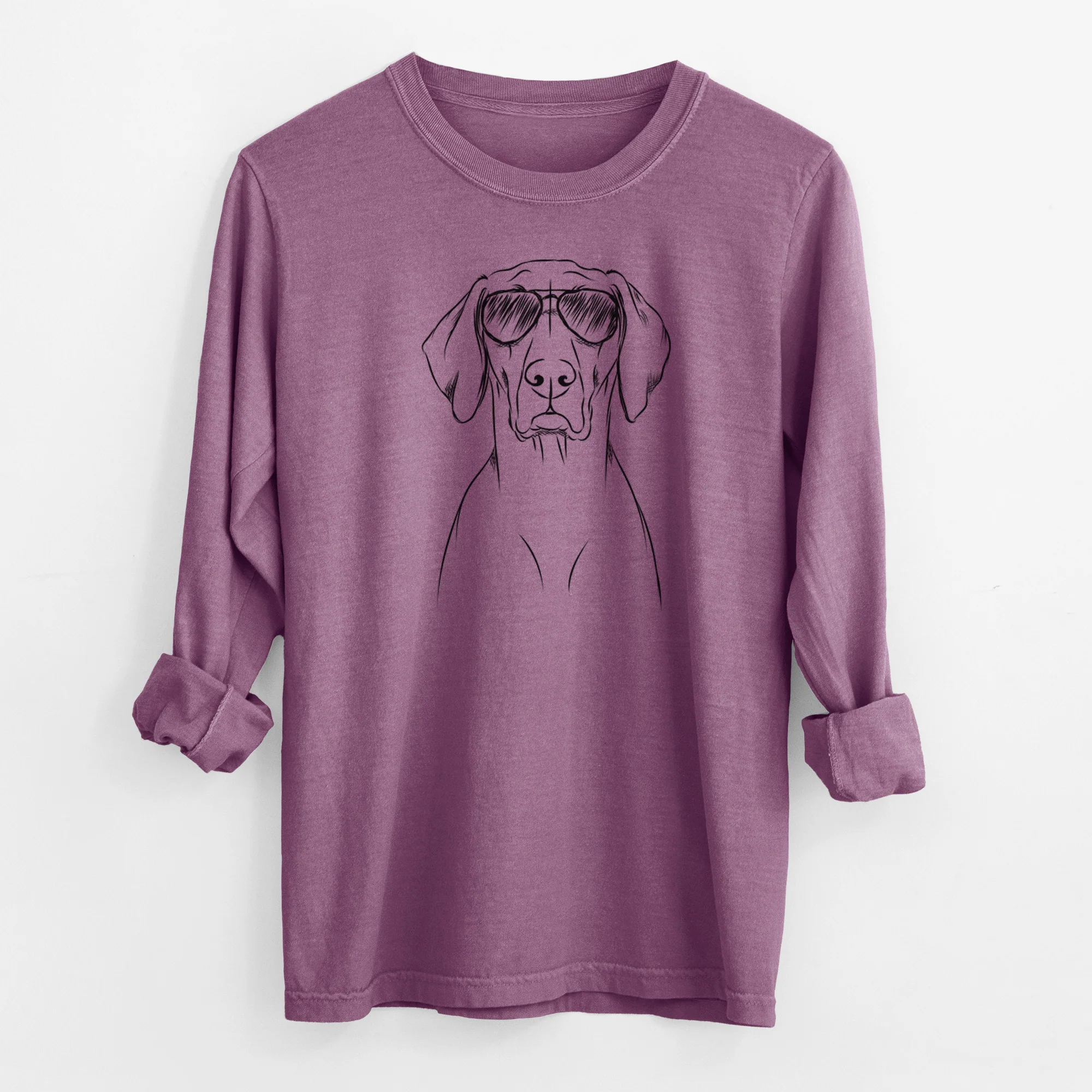 Aviator Walter the Weimaraner - Men's Heavyweight 100% Cotton Long Sleeve - Image 10