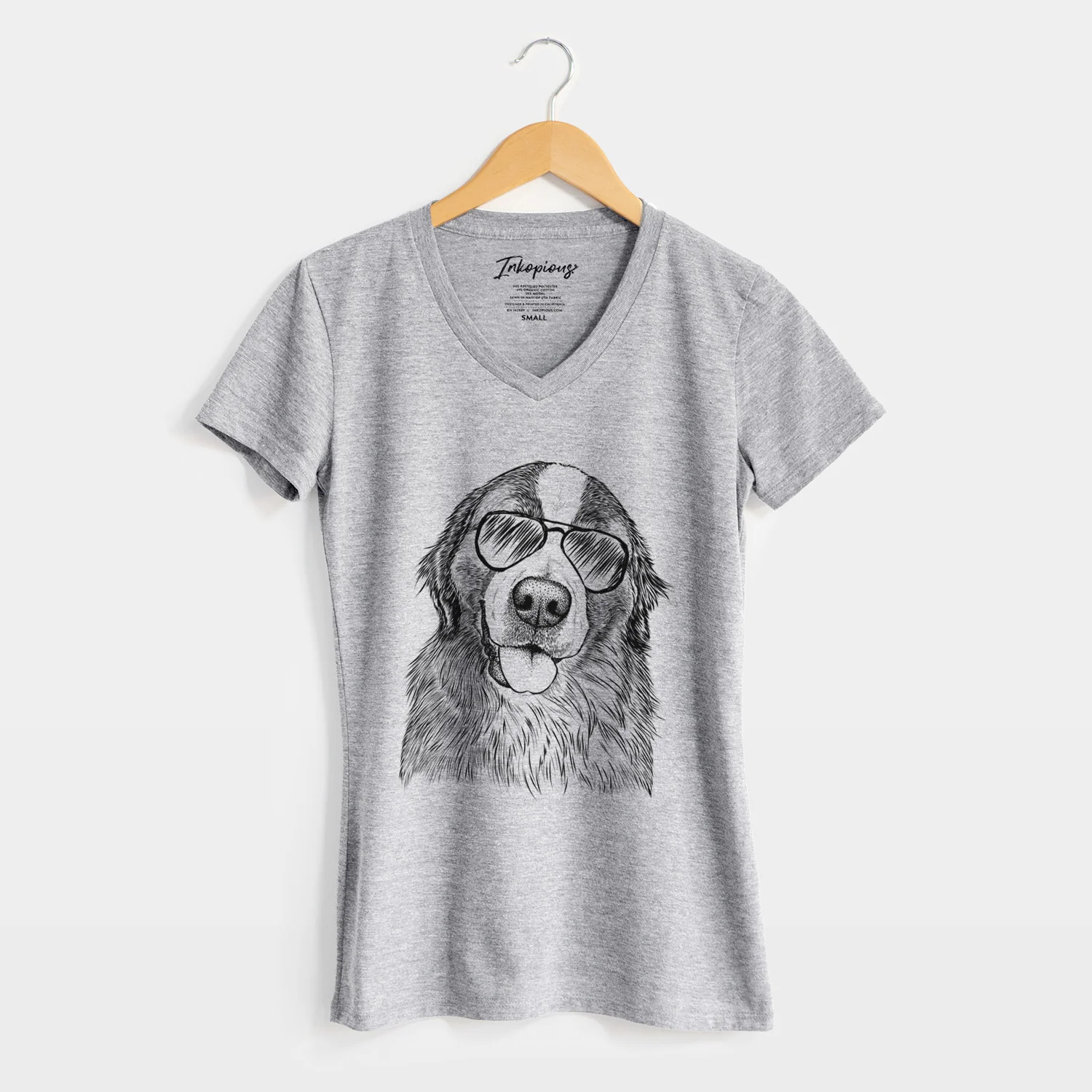 Aviator Walter the Bernese Mountain Dog Mix - Women's V-neck Shirt - Image 8