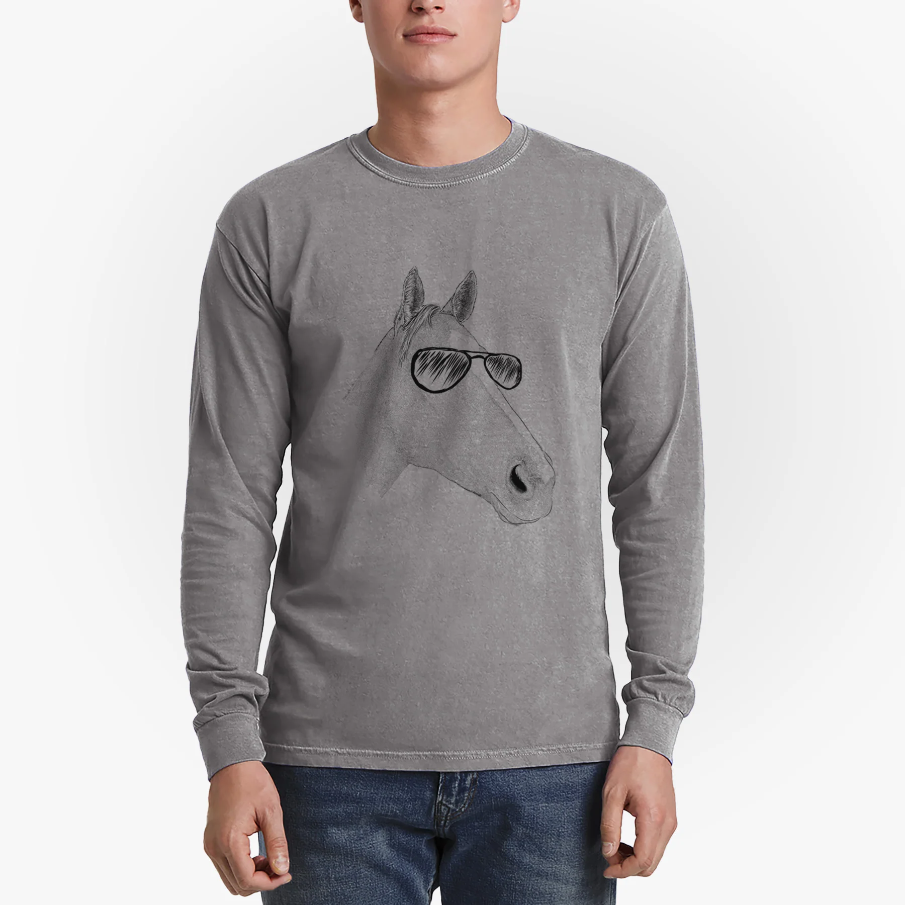 Aviators Westley the Horse - Heavyweight 100% Cotton Long Sleeve - Image 4
