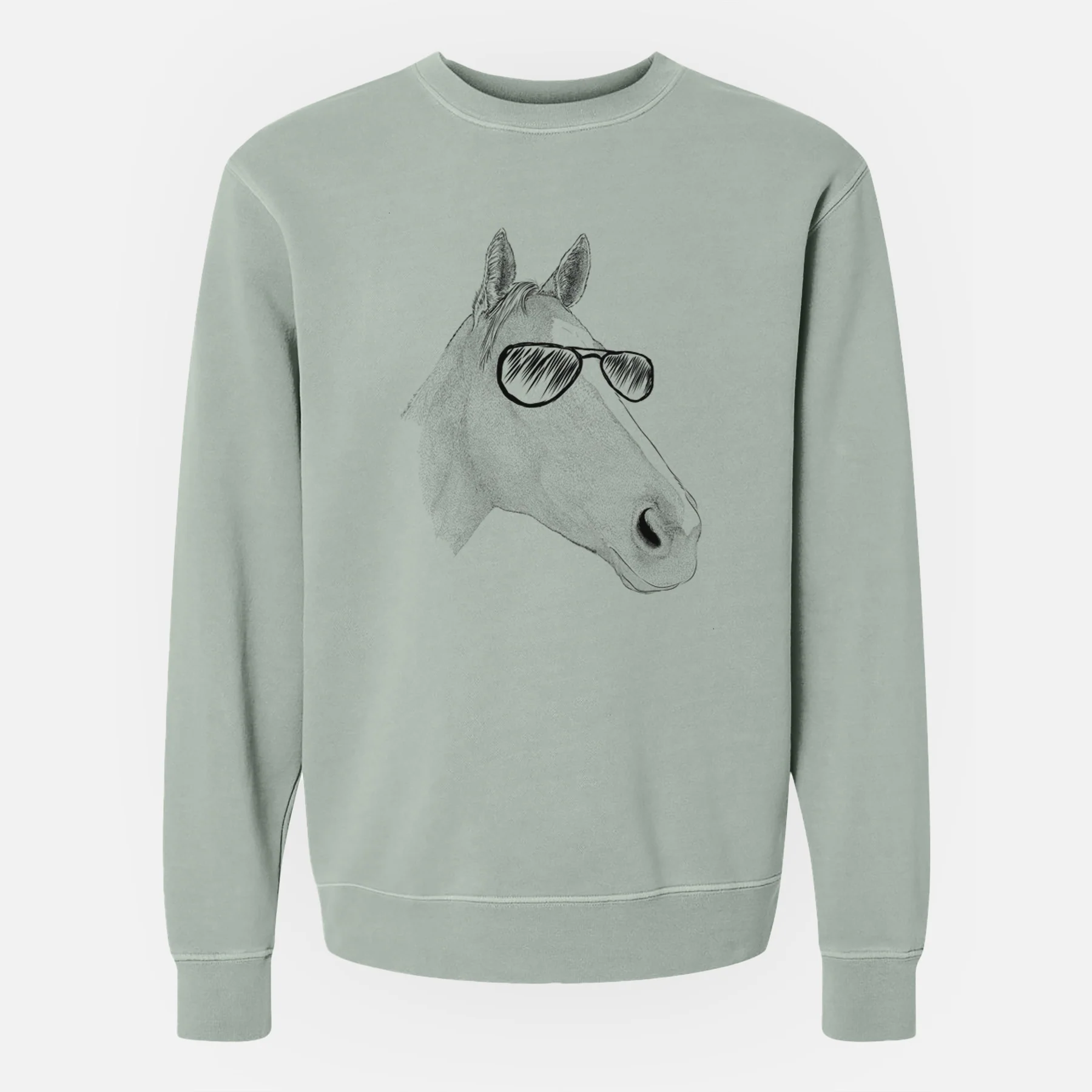 Aviator Westley the Horse - Unisex Pigment Dyed Crew Sweatshirt - Image 4