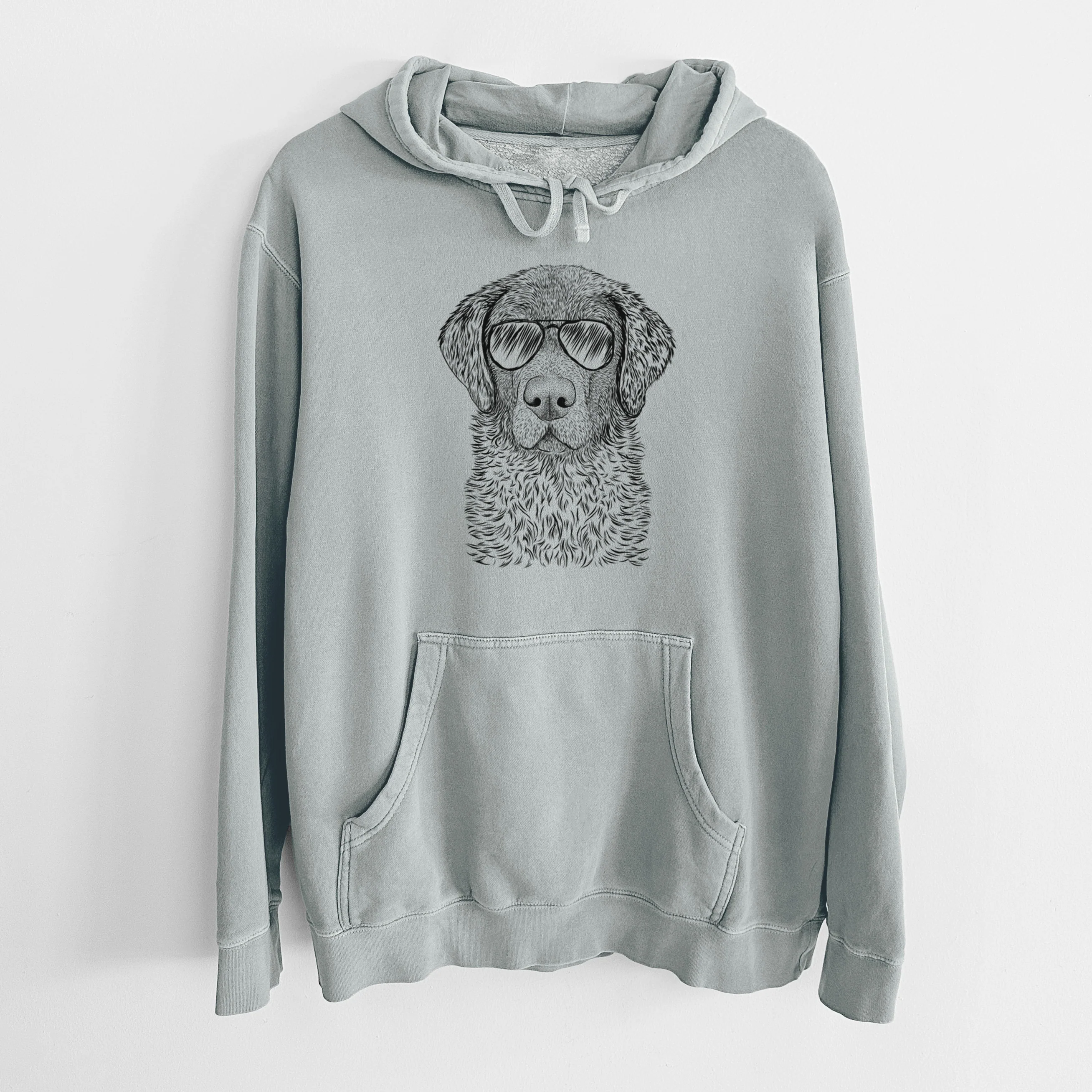 Aviator Whiskey the Chocolate Lab - Unisex Pigment Dyed Hoodie - Image 17