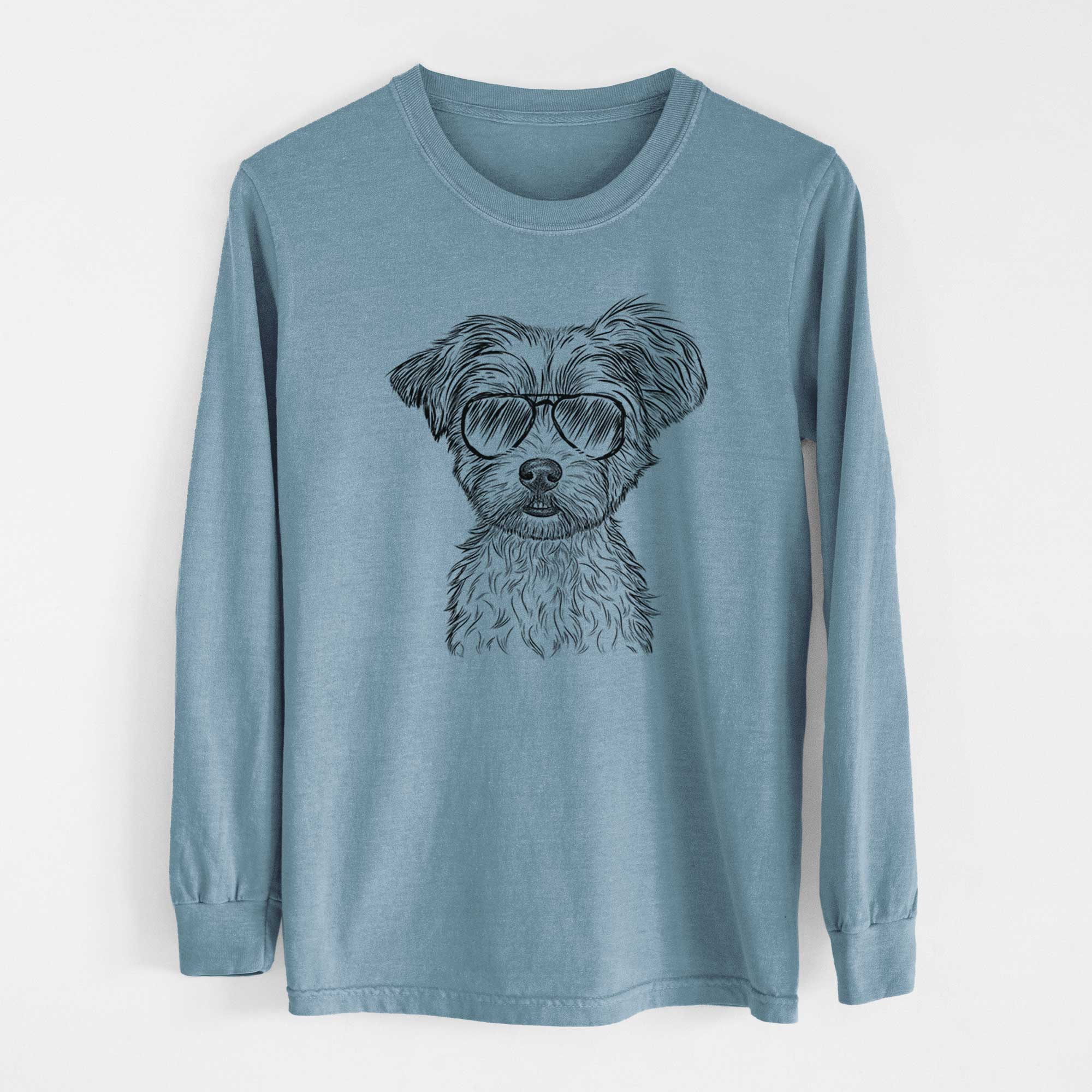 Aviator William Mitchell Newman the Yorkshire Terrier - Men's Heavyweight 100% Cotton Long Sleeve - Image 8
