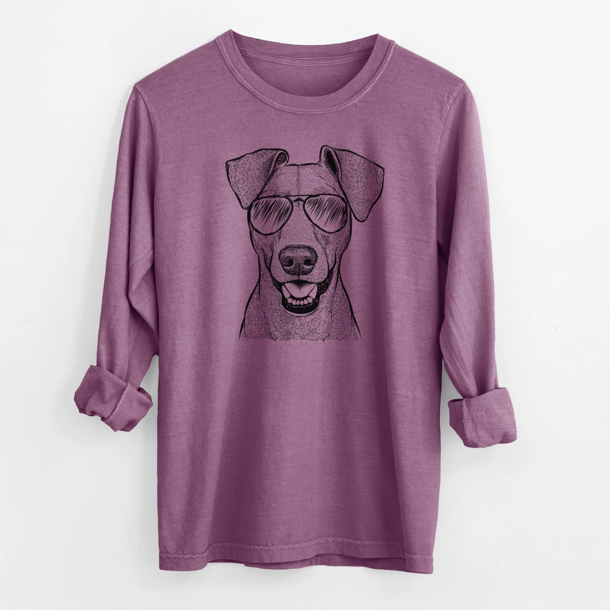 Aviator Willow the German Pinscher - Men's Heavyweight 100% Cotton Long Sleeve - Image 10