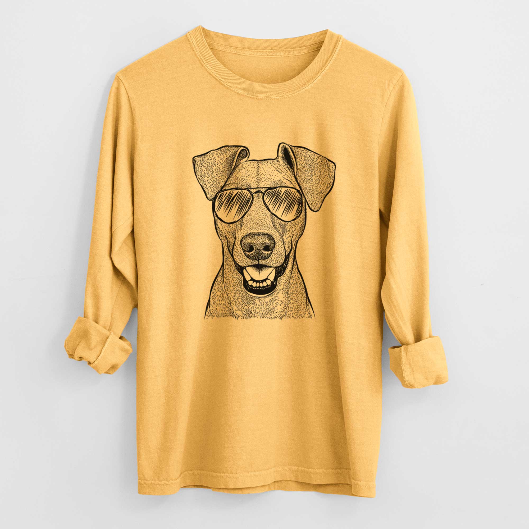 Aviator Willow the German Pinscher - Men's Heavyweight 100% Cotton Long Sleeve - Image 3