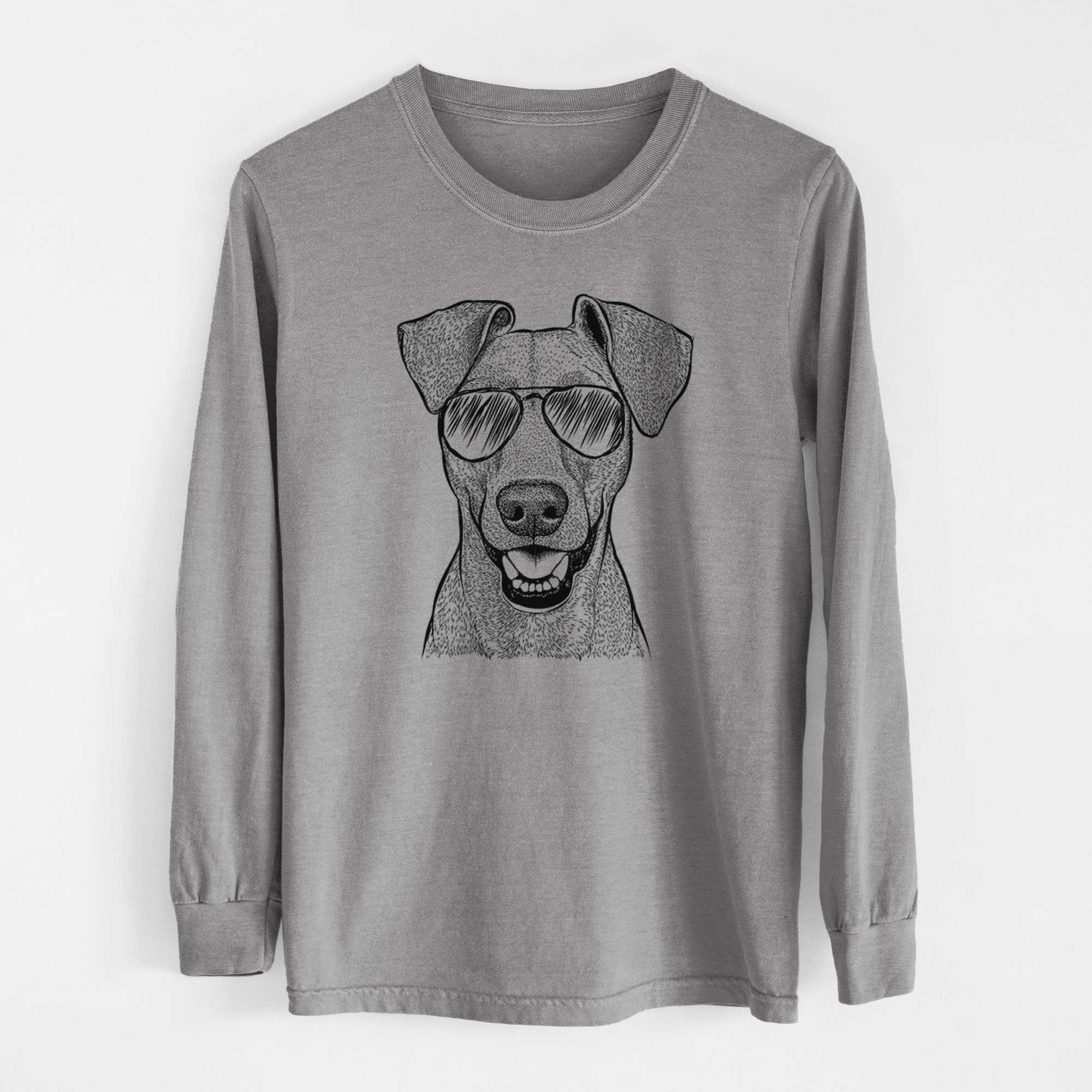 Aviator Willow the German Pinscher - Men's Heavyweight 100% Cotton Long Sleeve - Image 7