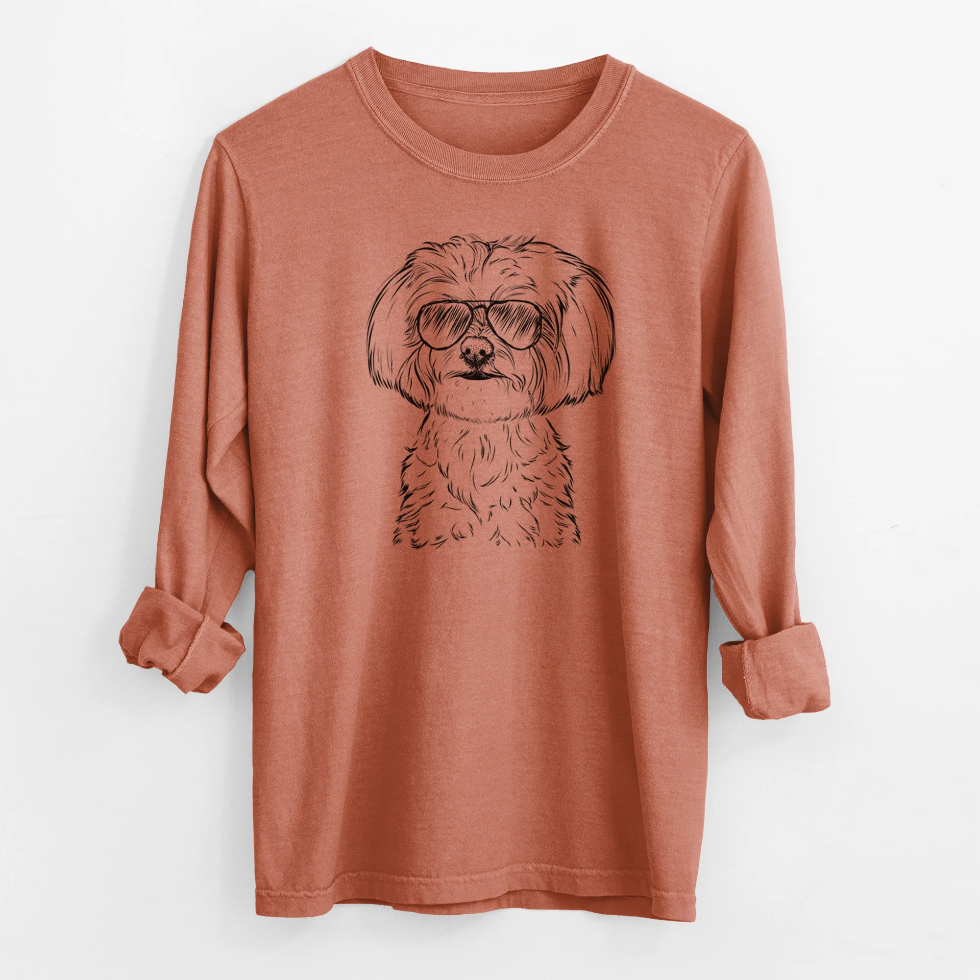 Aviator Willow the Maltese - Men's Heavyweight 100% Cotton Long Sleeve - Image 14