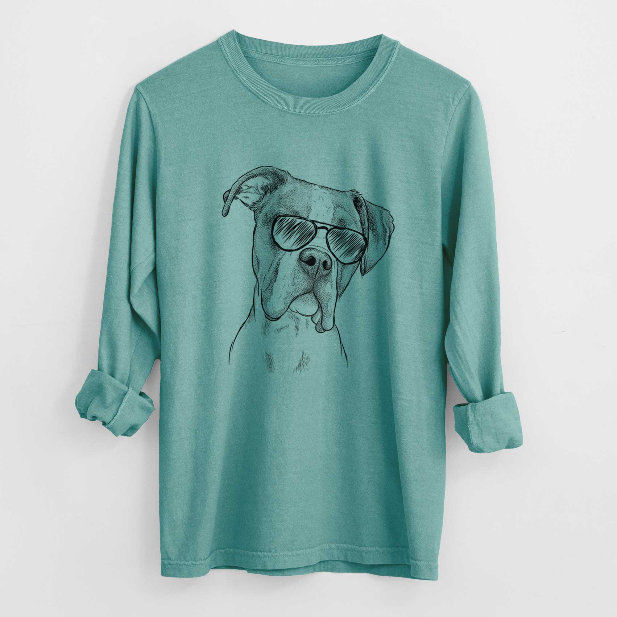 Aviator Winston the Boxer - Men's Heavyweight 100% Cotton Long Sleeve - Image 9