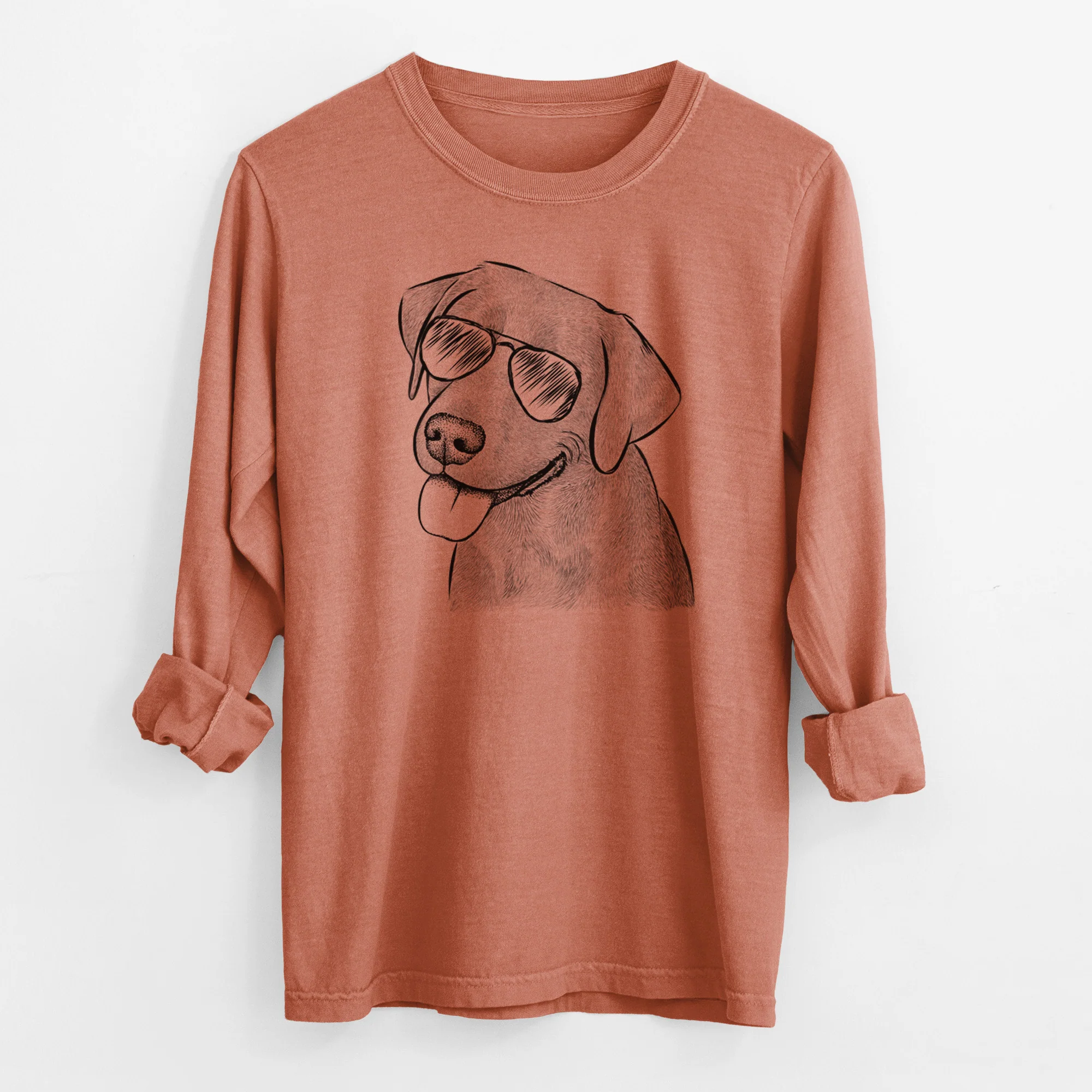 Aviator Zeppelin the Black Labrador - Men's Heavyweight 100% Cotton Long Sleeve - Image 14