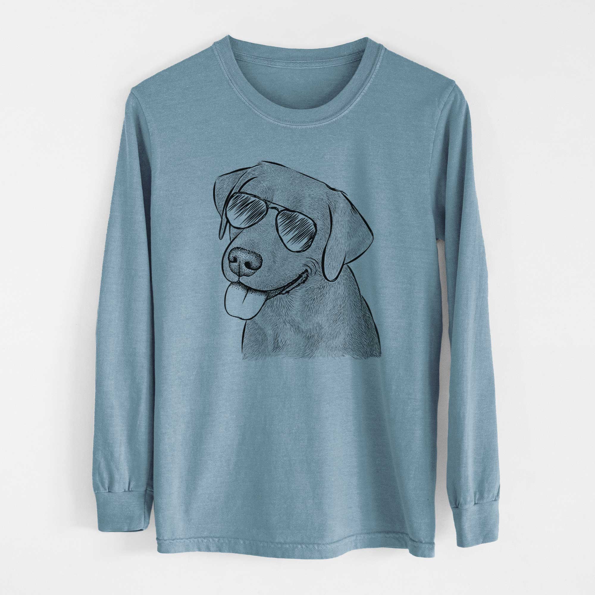 Aviator Zeppelin the Black Labrador - Men's Heavyweight 100% Cotton Long Sleeve - Image 8