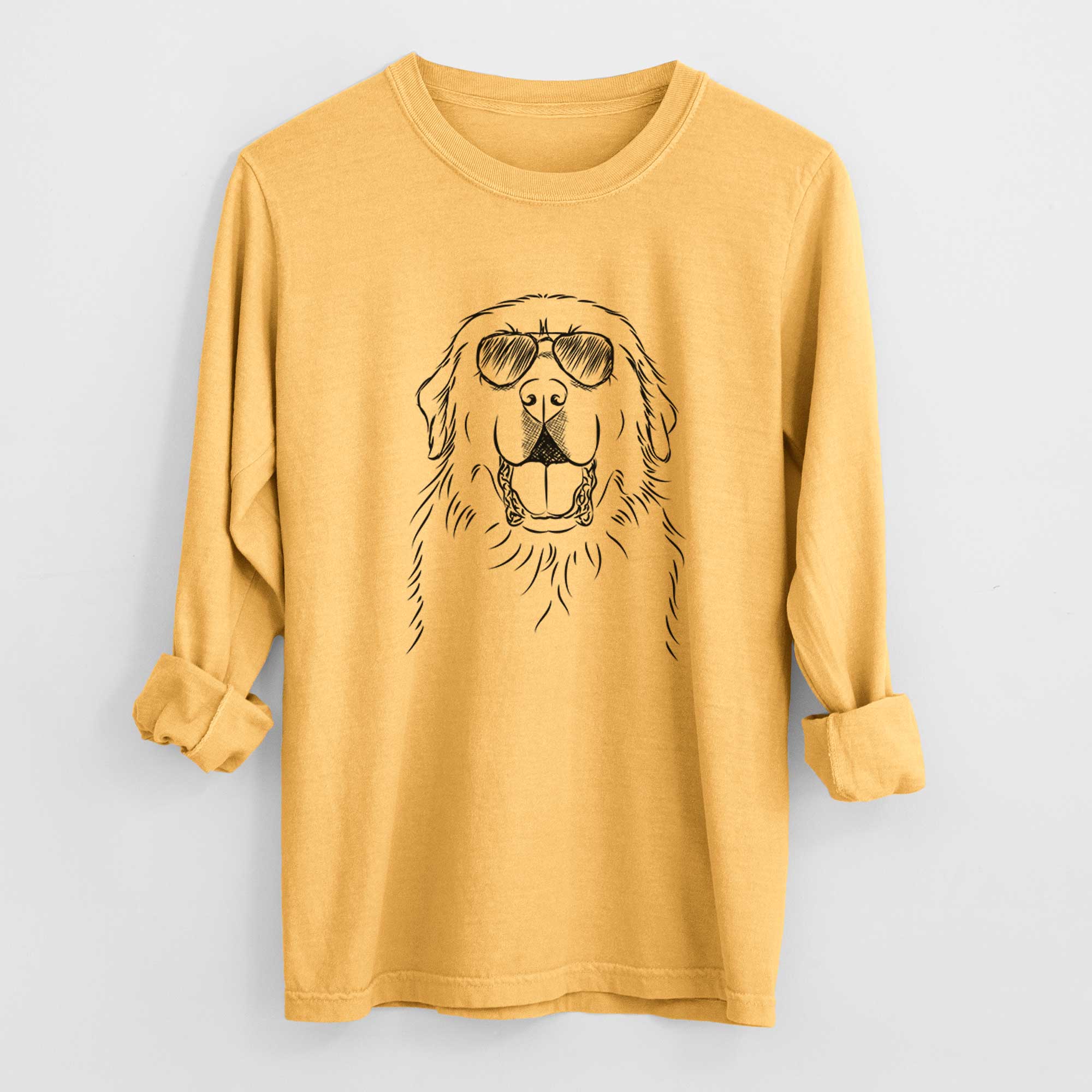 Aviator Zeus the Great Pyrenees - Men's Heavyweight 100% Cotton Long Sleeve - Image 3