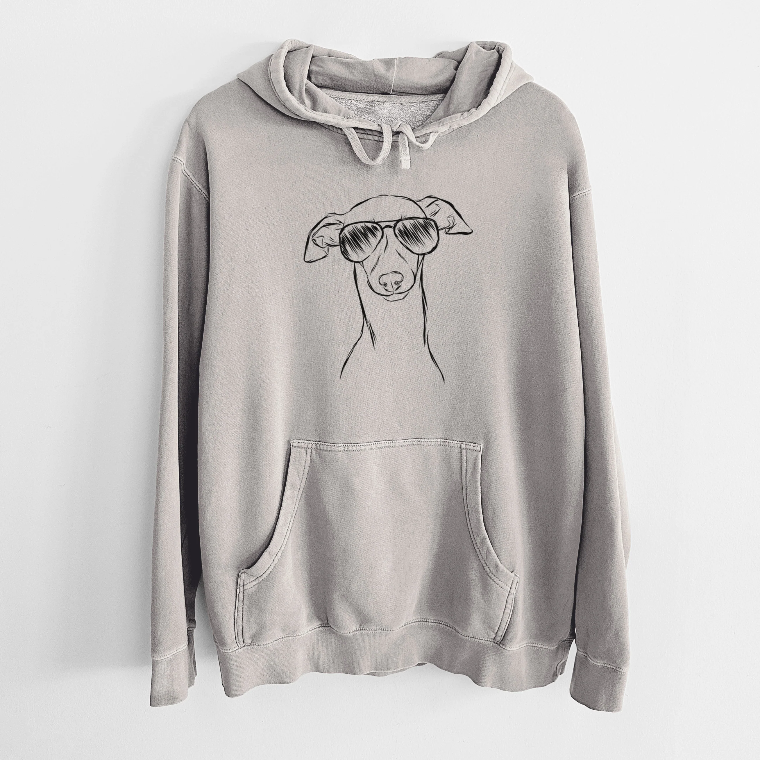 Aviator Ziggie the Italian Greyhound - Unisex Pigment Dyed Hoodie - Image 5