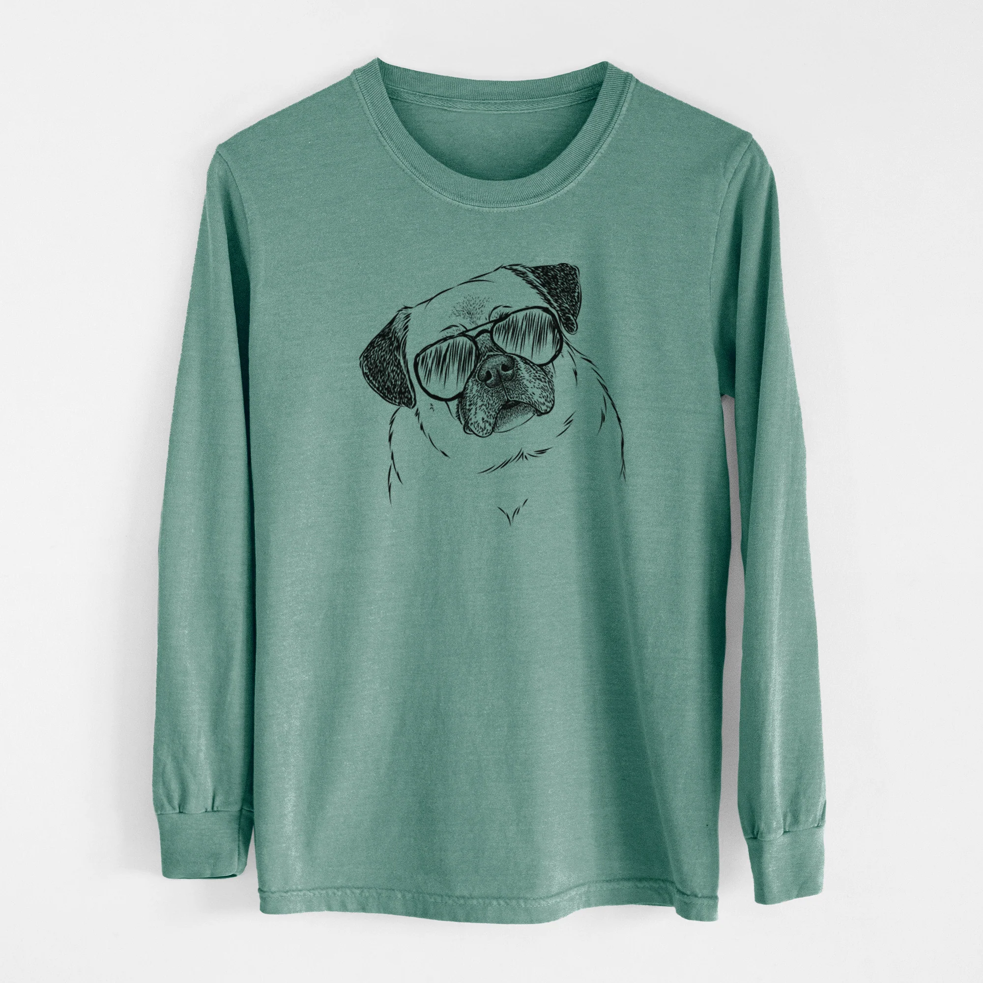 Aviator Zoey the Pug - Men's Heavyweight 100% Cotton Long Sleeve - Image 13