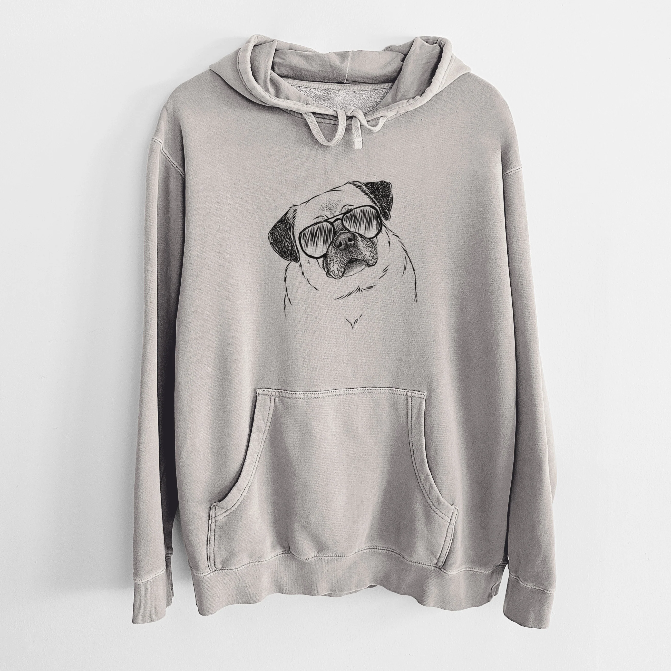 Aviator Zoey the Pug - Unisex Pigment Dyed Hoodie - Image 5
