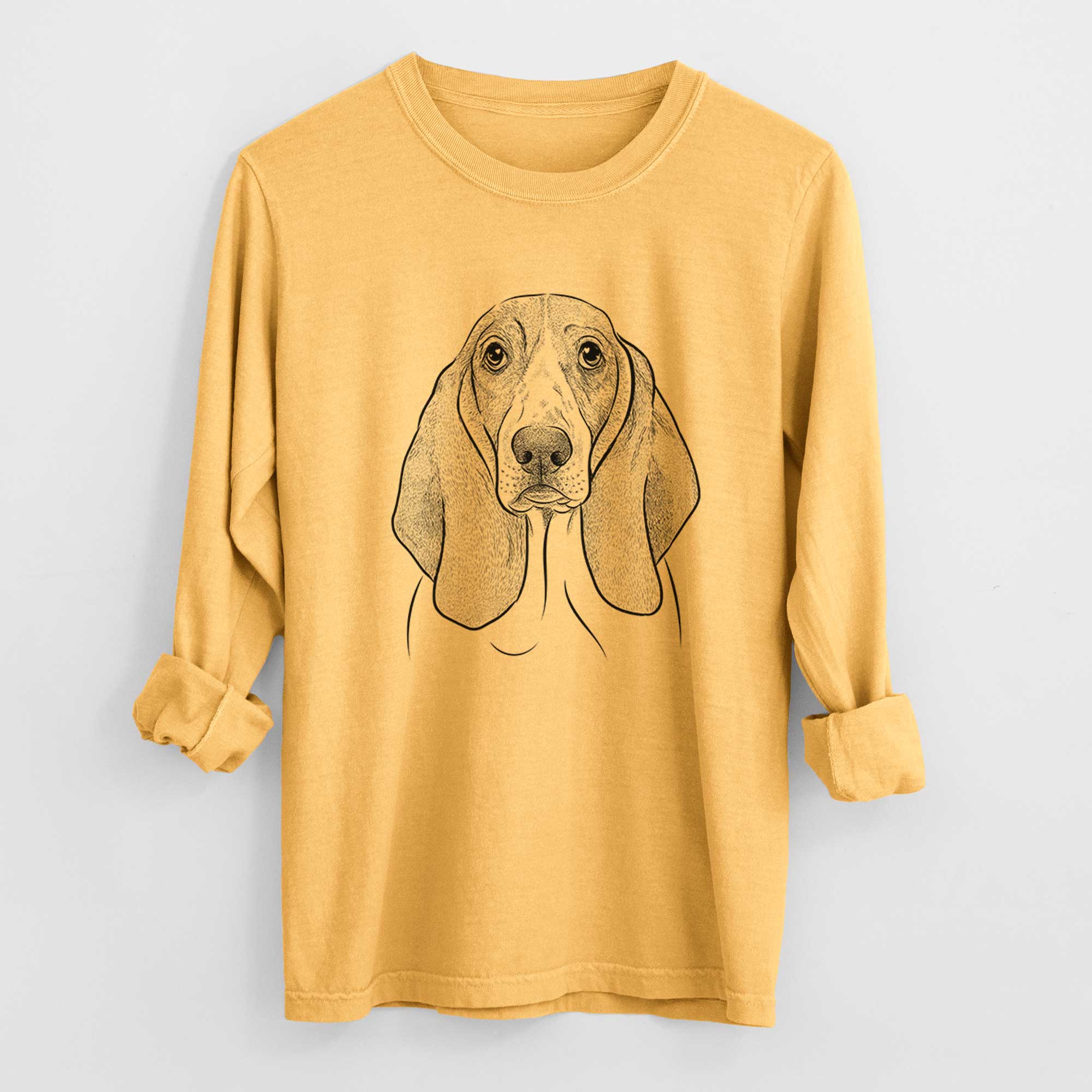 Bare Addison the Basset Hound - Men's Heavyweight 100% Cotton Long Sleeve - Image 3