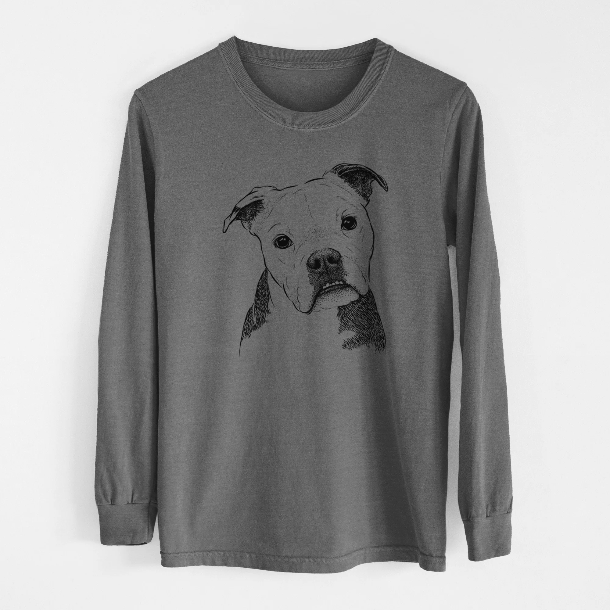 Bare Aggy the Olde English Bulldogge - Men's Heavyweight 100% Cotton Long Sleeve - Image 14