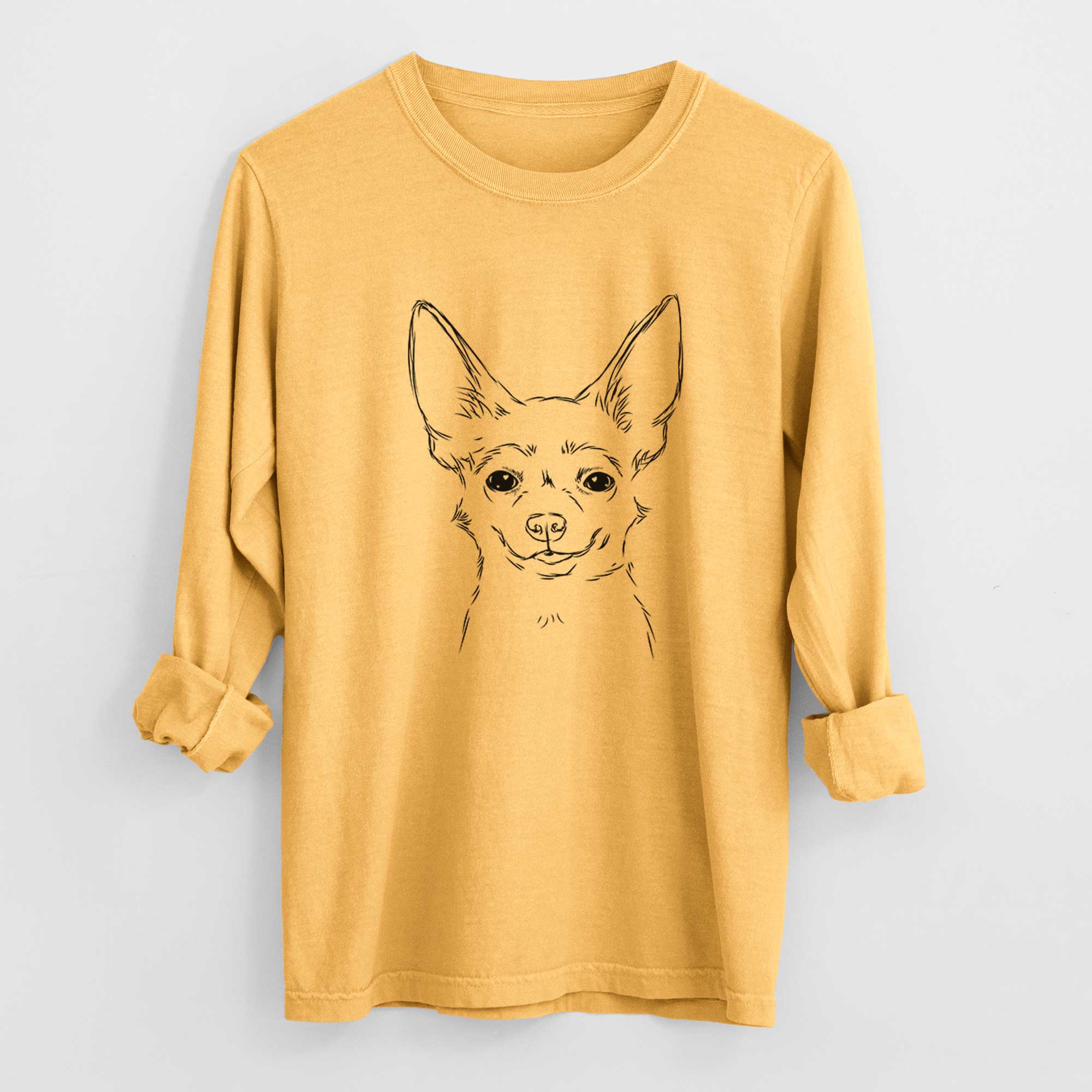 Bare Amos the Chihuahua - Men's Heavyweight 100% Cotton Long Sleeve - Image 3