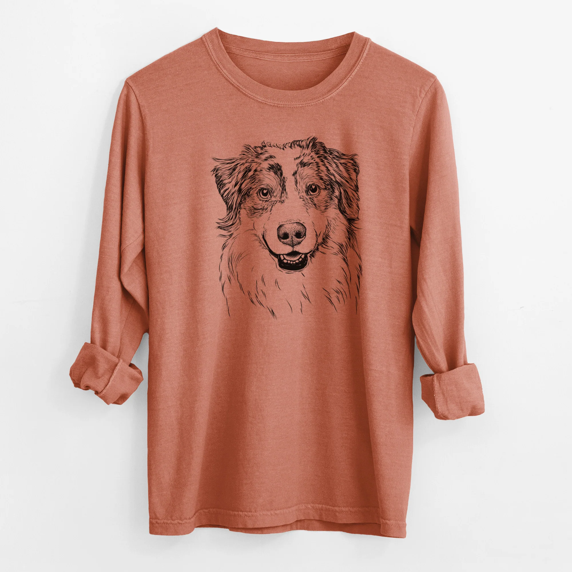 Bare Aonghus the Australian Shepherd - Men's Heavyweight 100% Cotton Long Sleeve - Image 13
