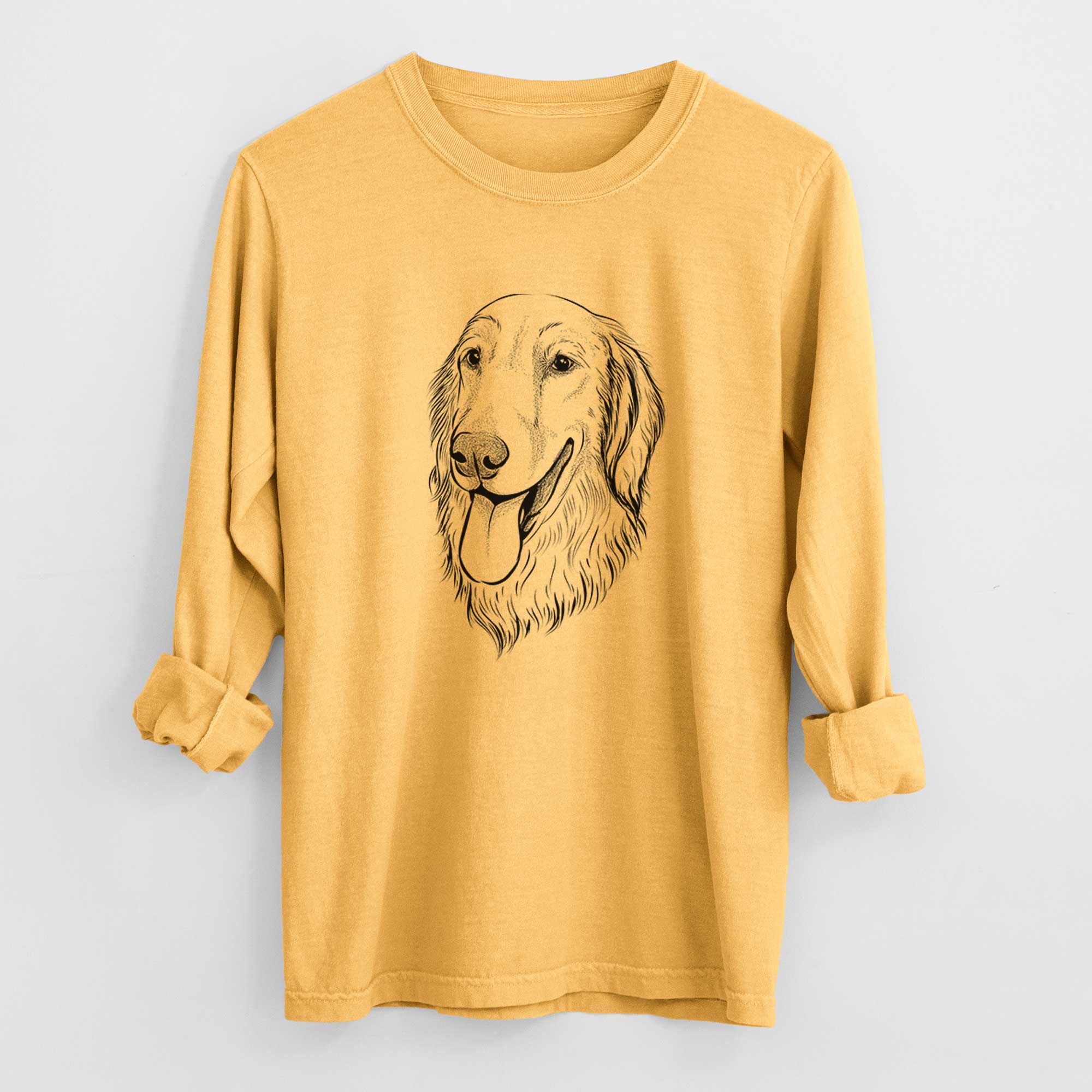 Bare Bailey the Golden Retriever - Men's Heavyweight 100% Cotton Long Sleeve - Image 3