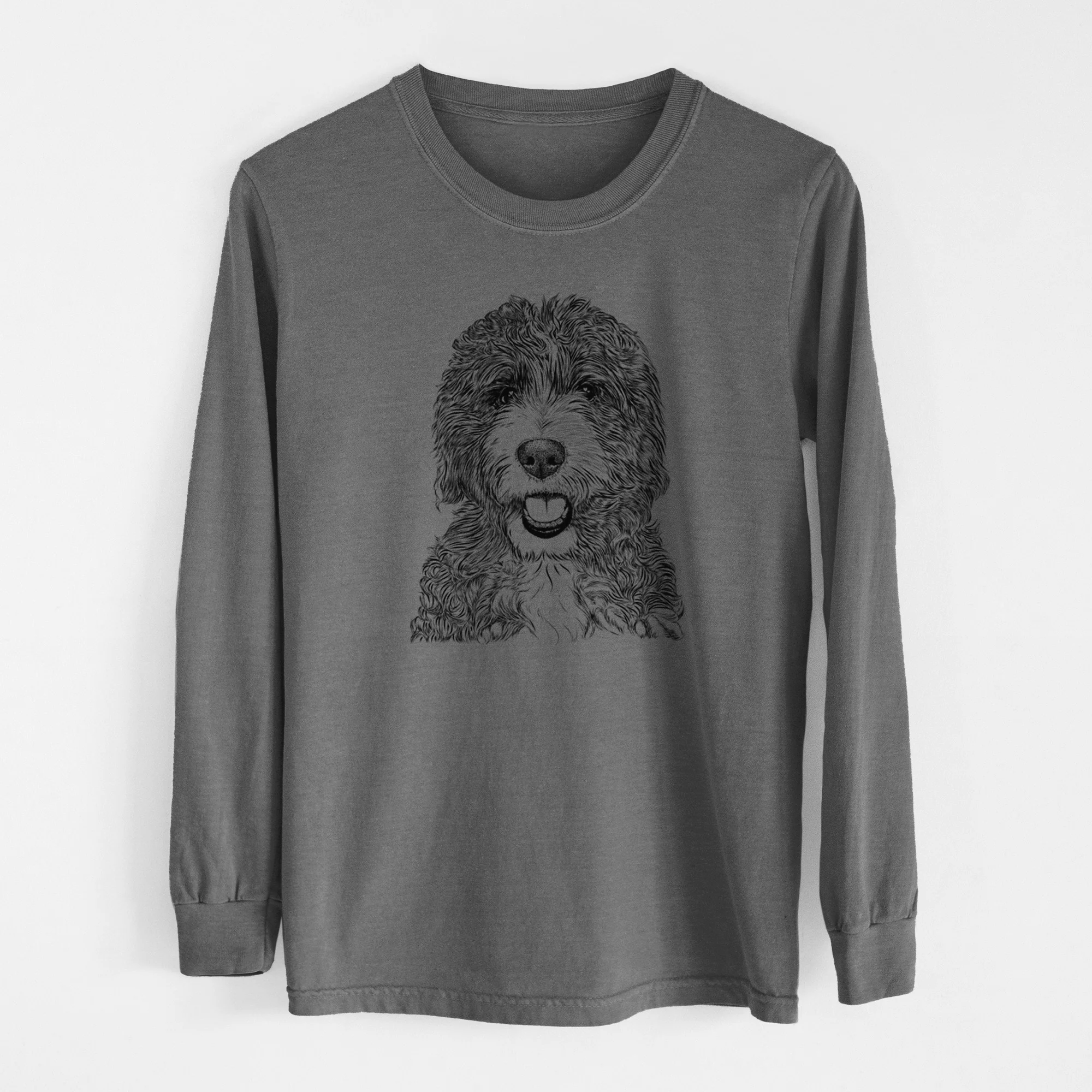 Bare Bash the Bernedoodle - Men's Heavyweight 100% Cotton Long Sleeve - Image 14