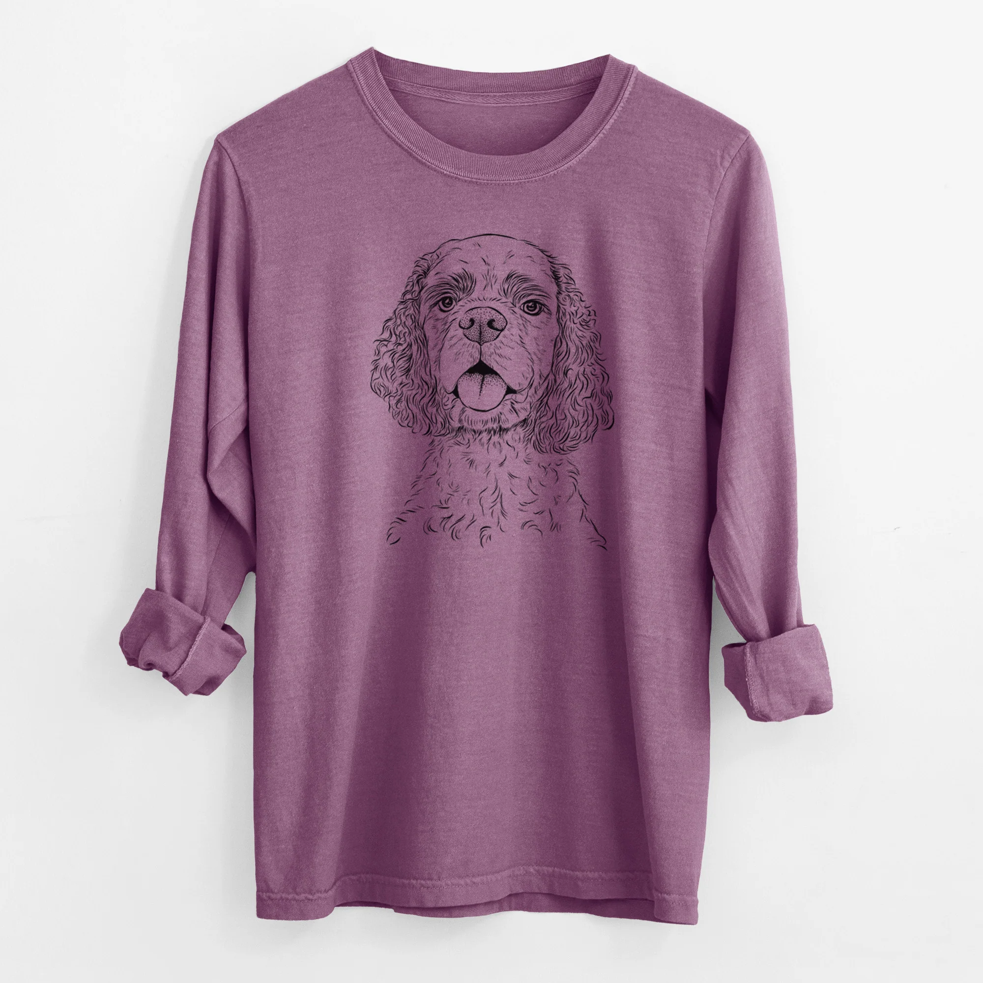 Bare Baxter the American Cocker Spaniel - Men's Heavyweight 100% Cotton Long Sleeve - Image 9