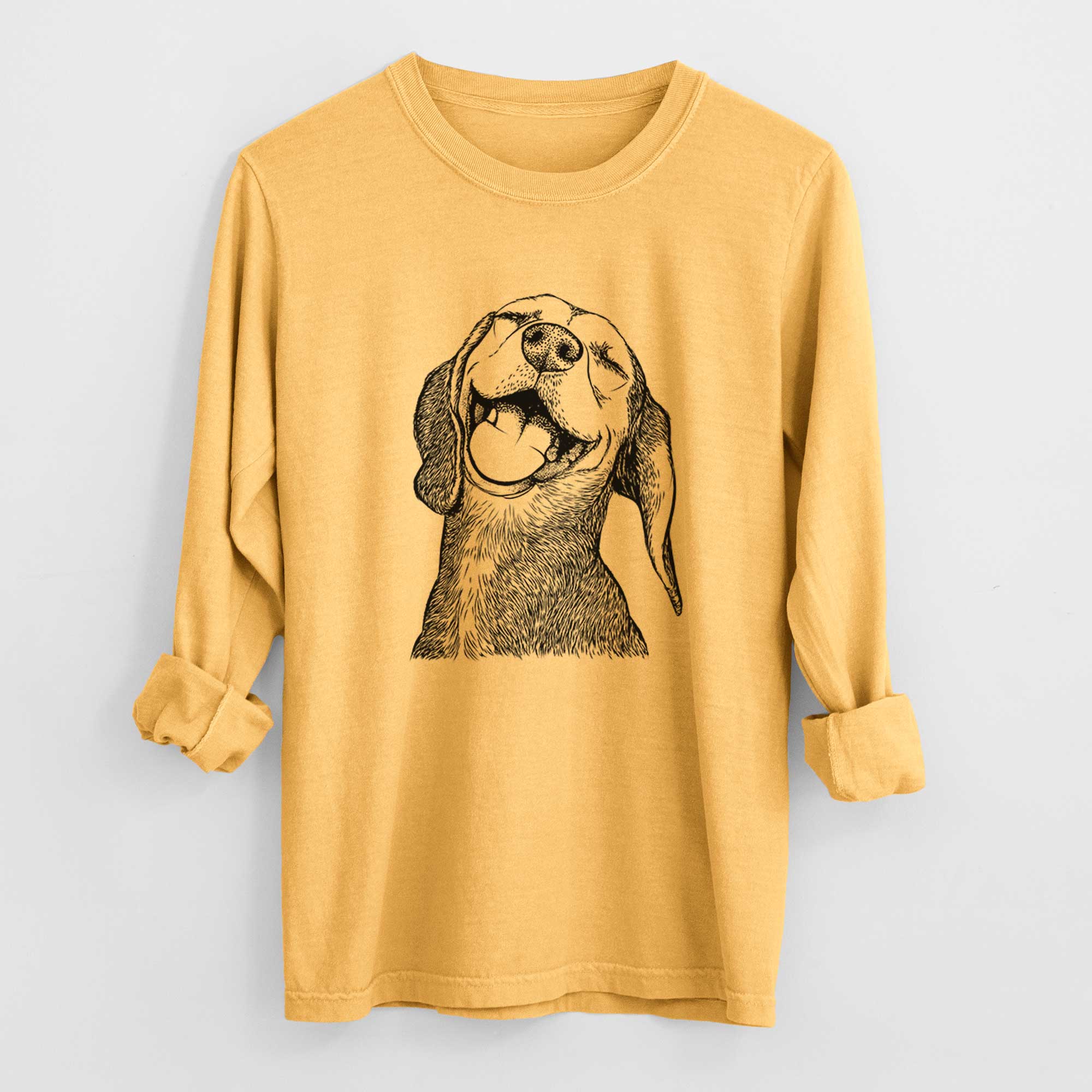 Bare Belle the Hound Mix - Men's Heavyweight 100% Cotton Long Sleeve - Image 3