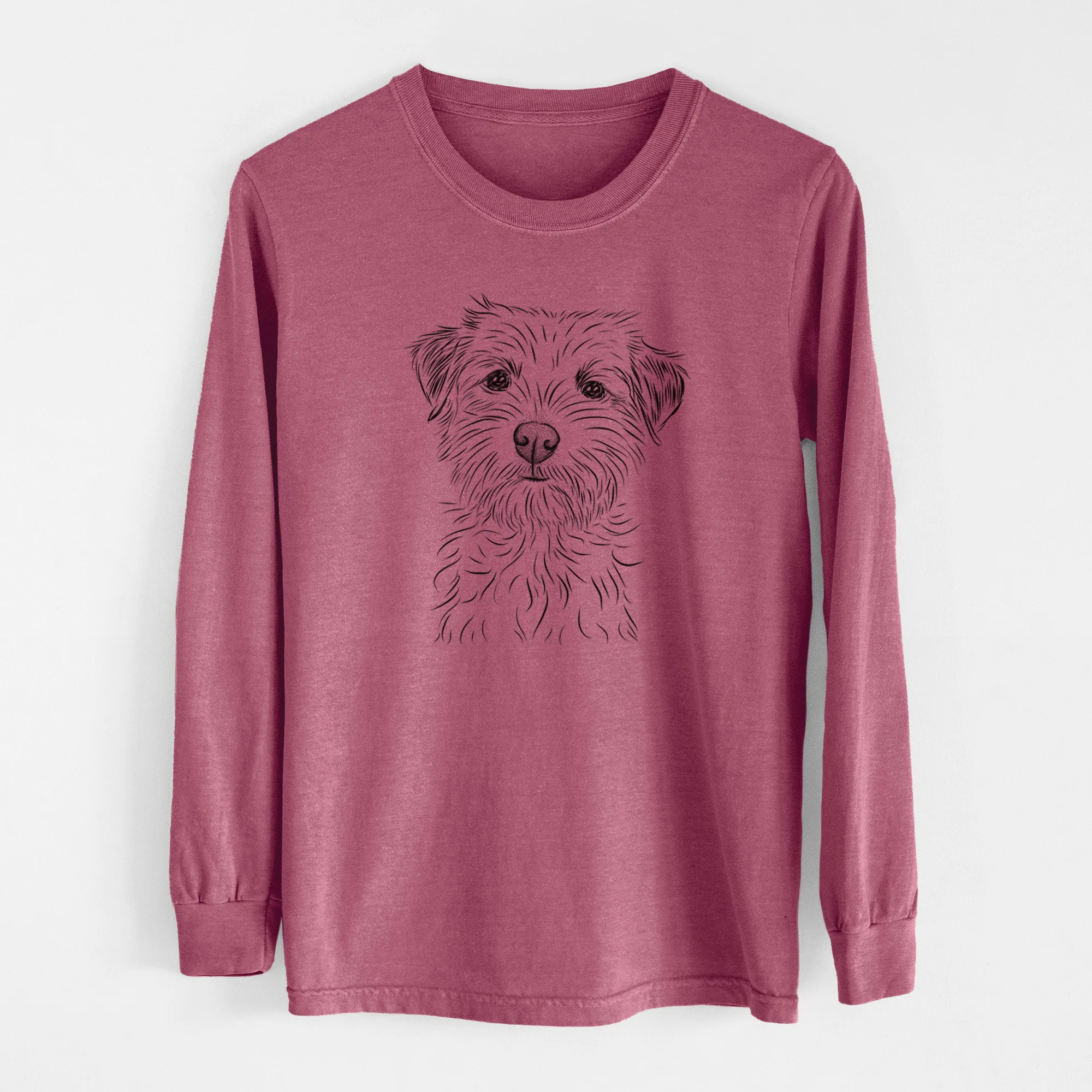 Bare Benjamin the Border Terrier - Men's Heavyweight 100% Cotton Long Sleeve - Image 10